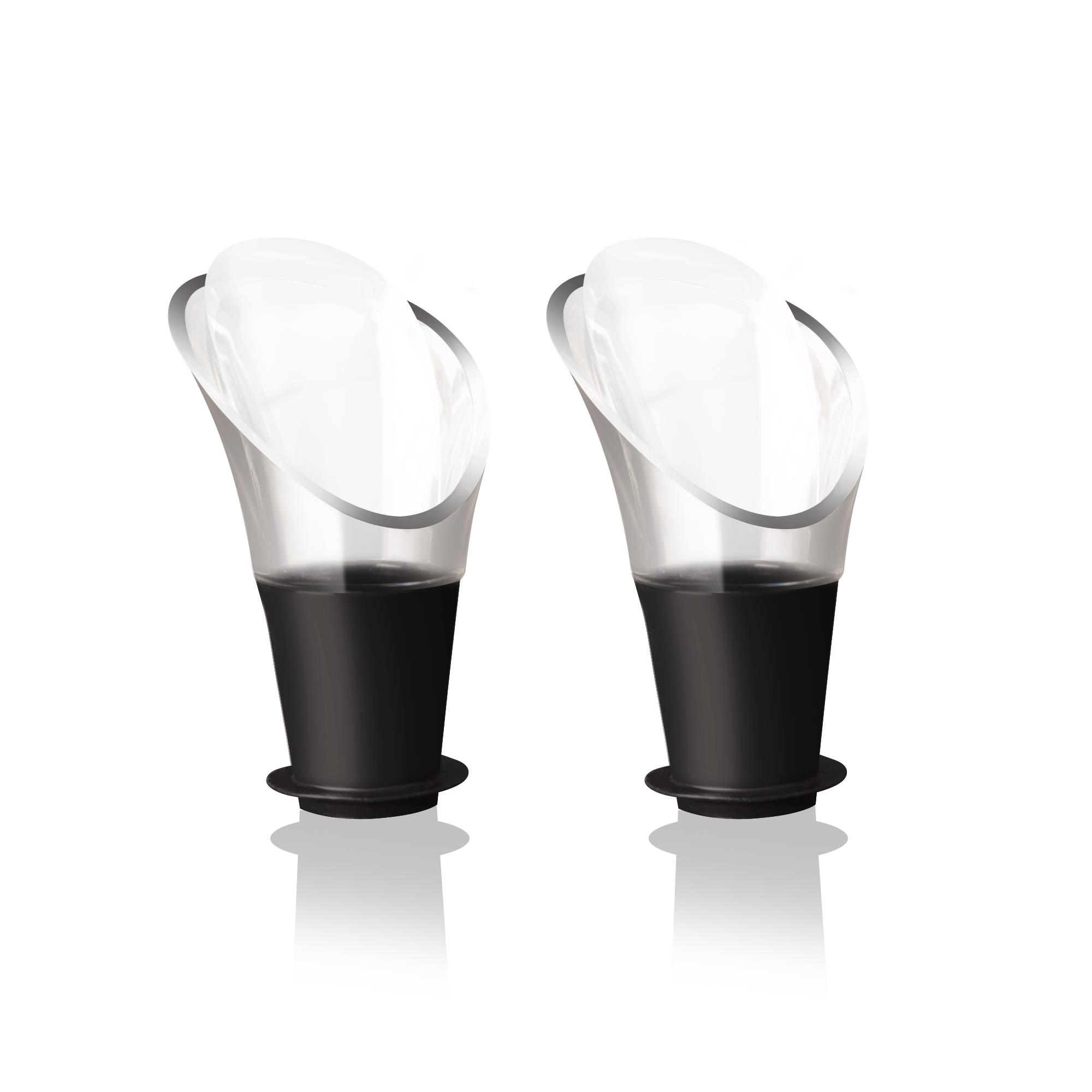 Vacu Vin Şarap Servis, Kristal, Siyah (2 parça)