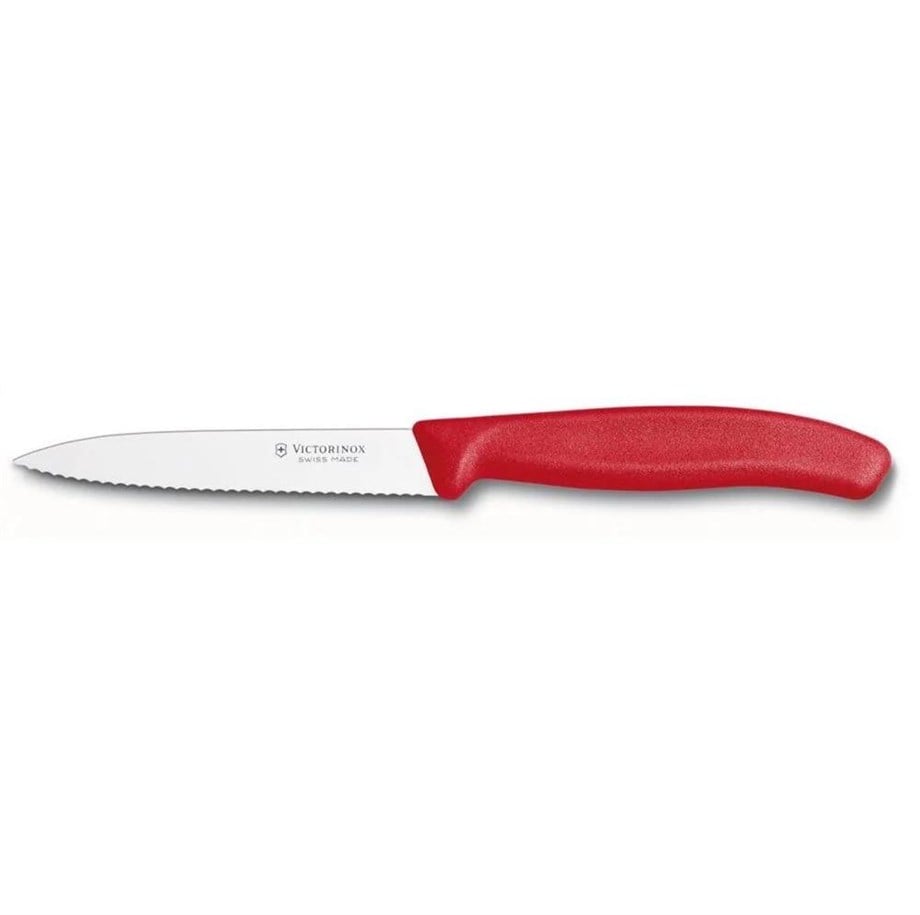Victorinox VT 6.7731 Swiss Classic 10 Cm. Sivri Uçlu Tırtıklı Soyma Bıçağı (Kırmızı)