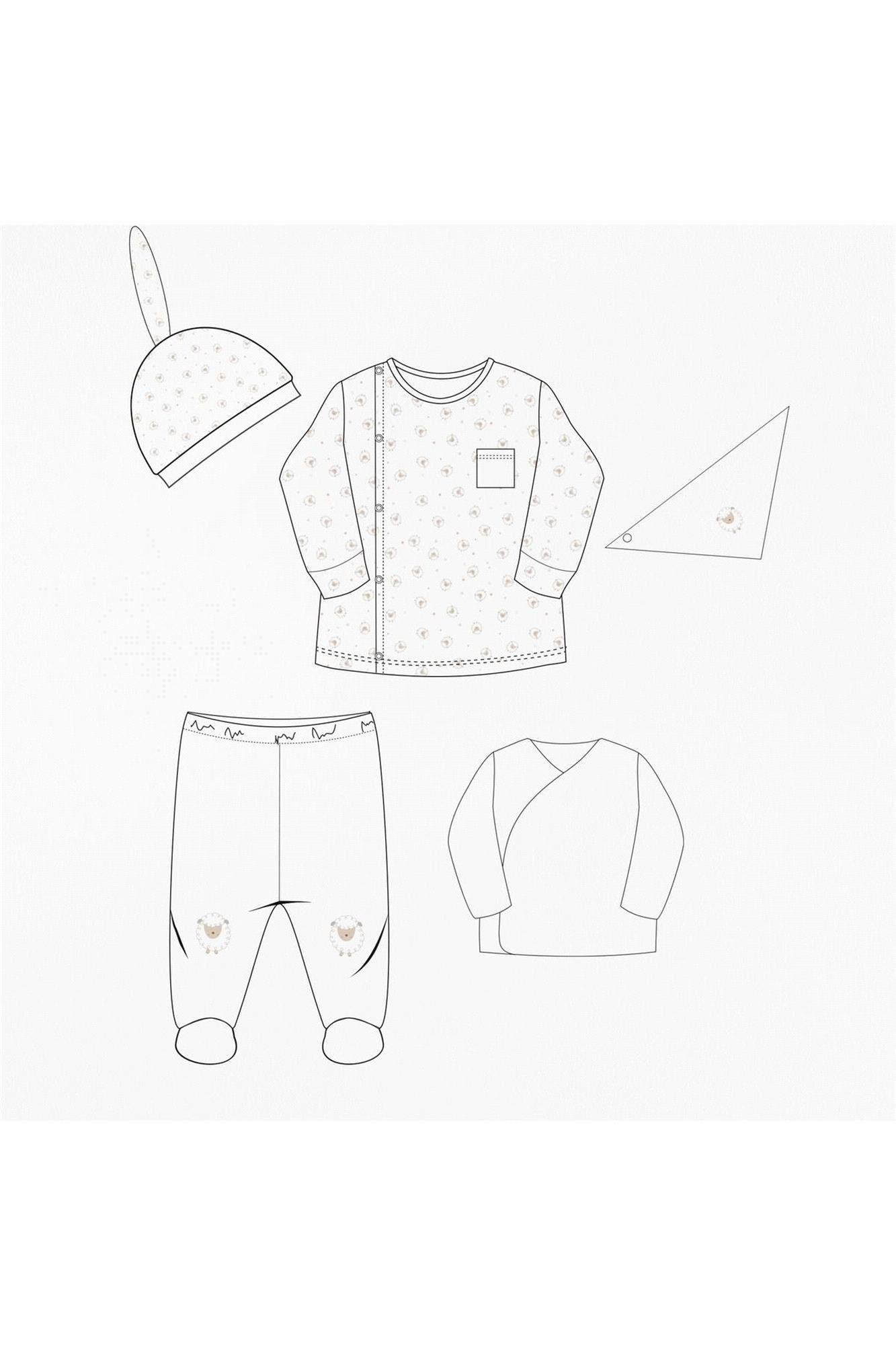 Andywawa Bebek 5'li Hastane Çıkış Seti Ekru AC25560