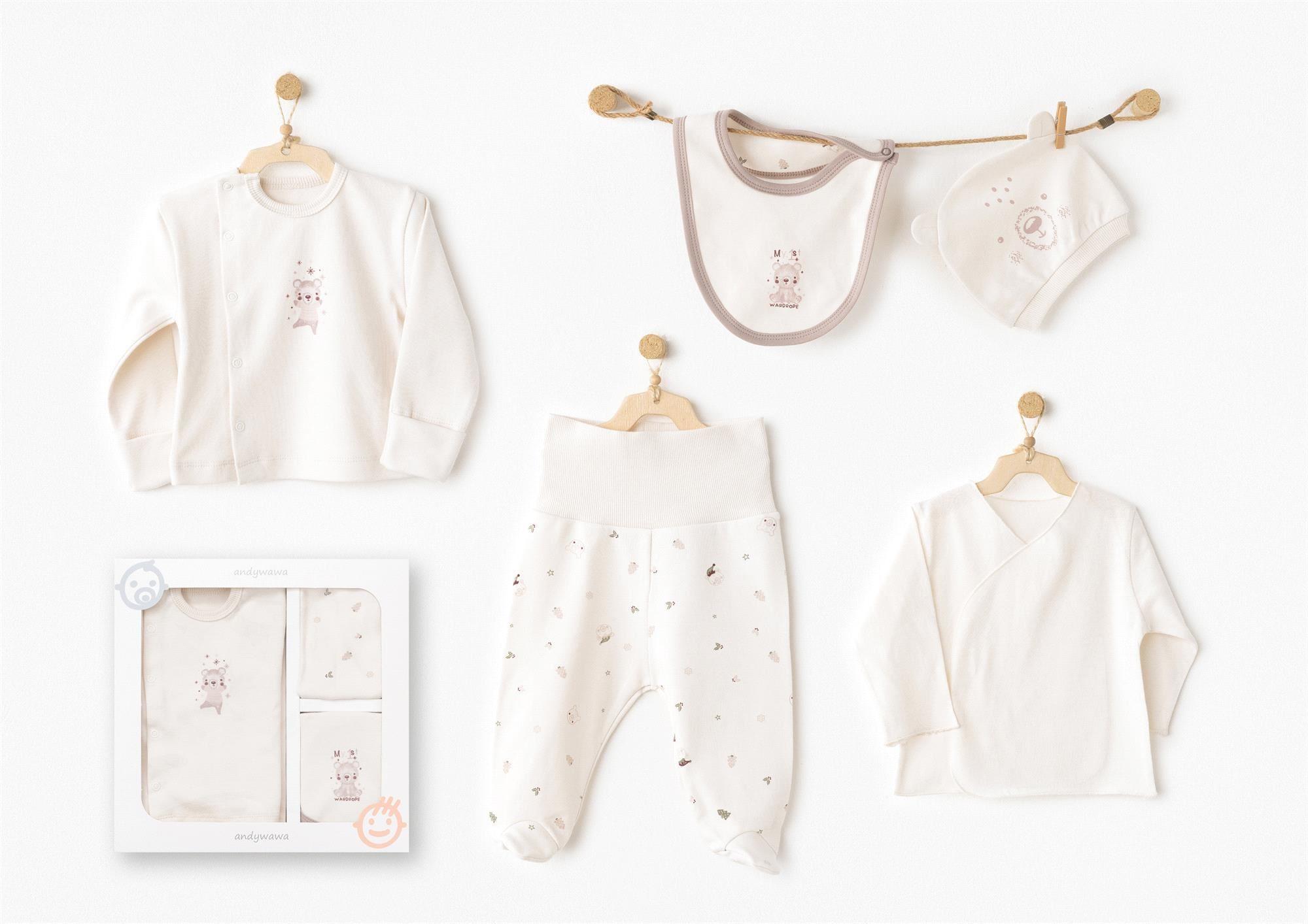 Andywawa Bebek 5'li Hastane Çıkış Seti Ekru AC26180