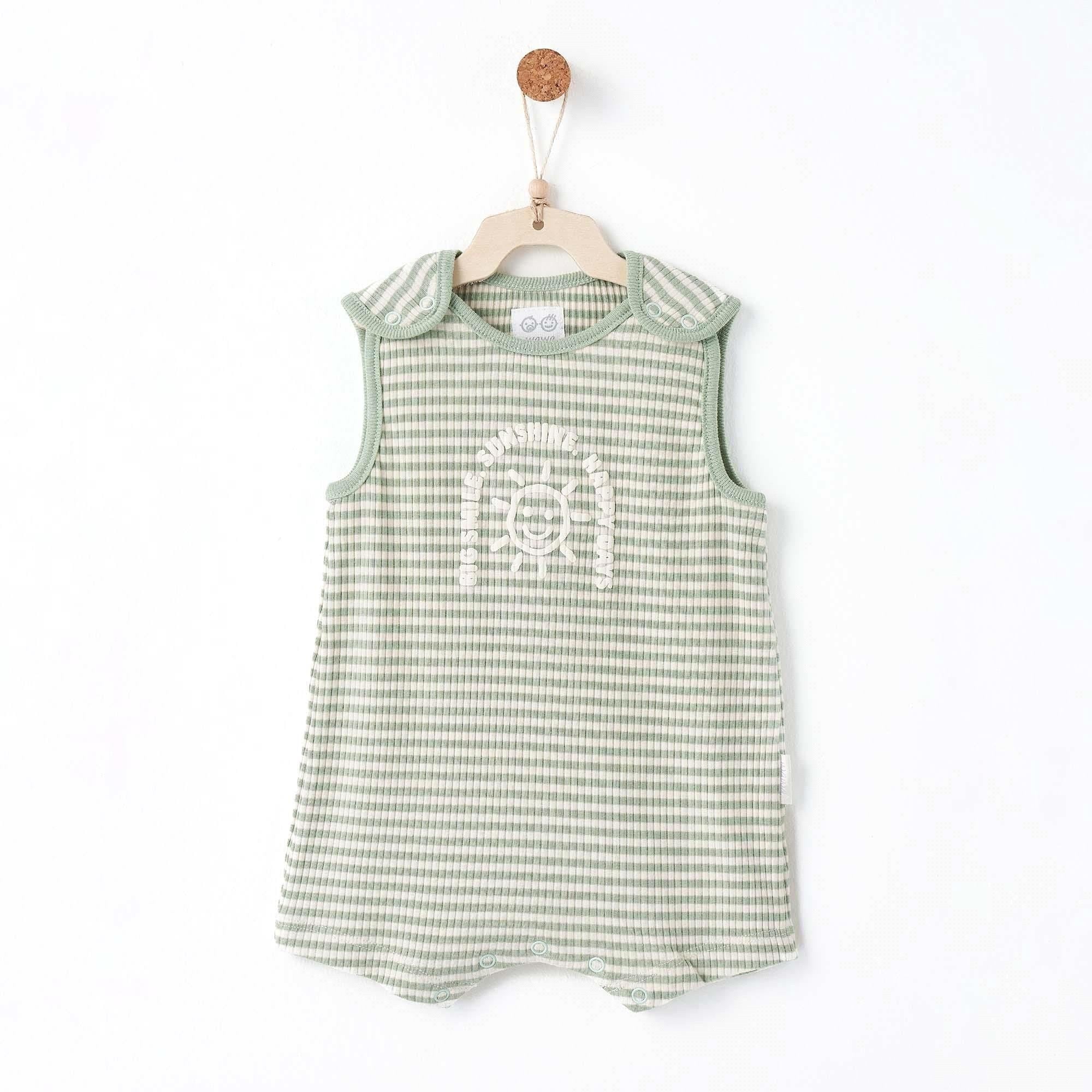 Andywawa Bebek Bamboo Striped Romper Tulum Yeşil AC26670