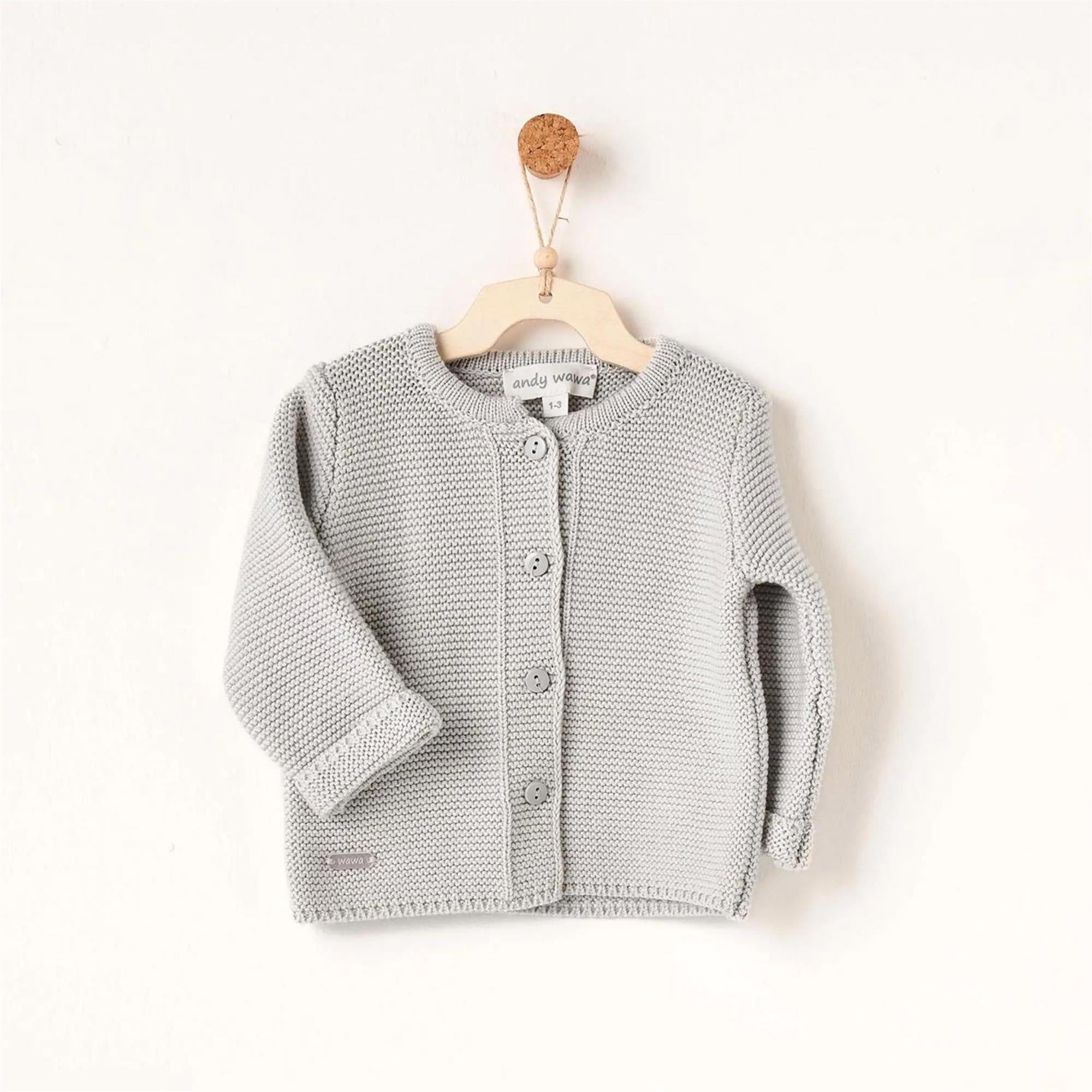 Andywawa Bebek Basic Triko Ceket Gri Melanj AC26344