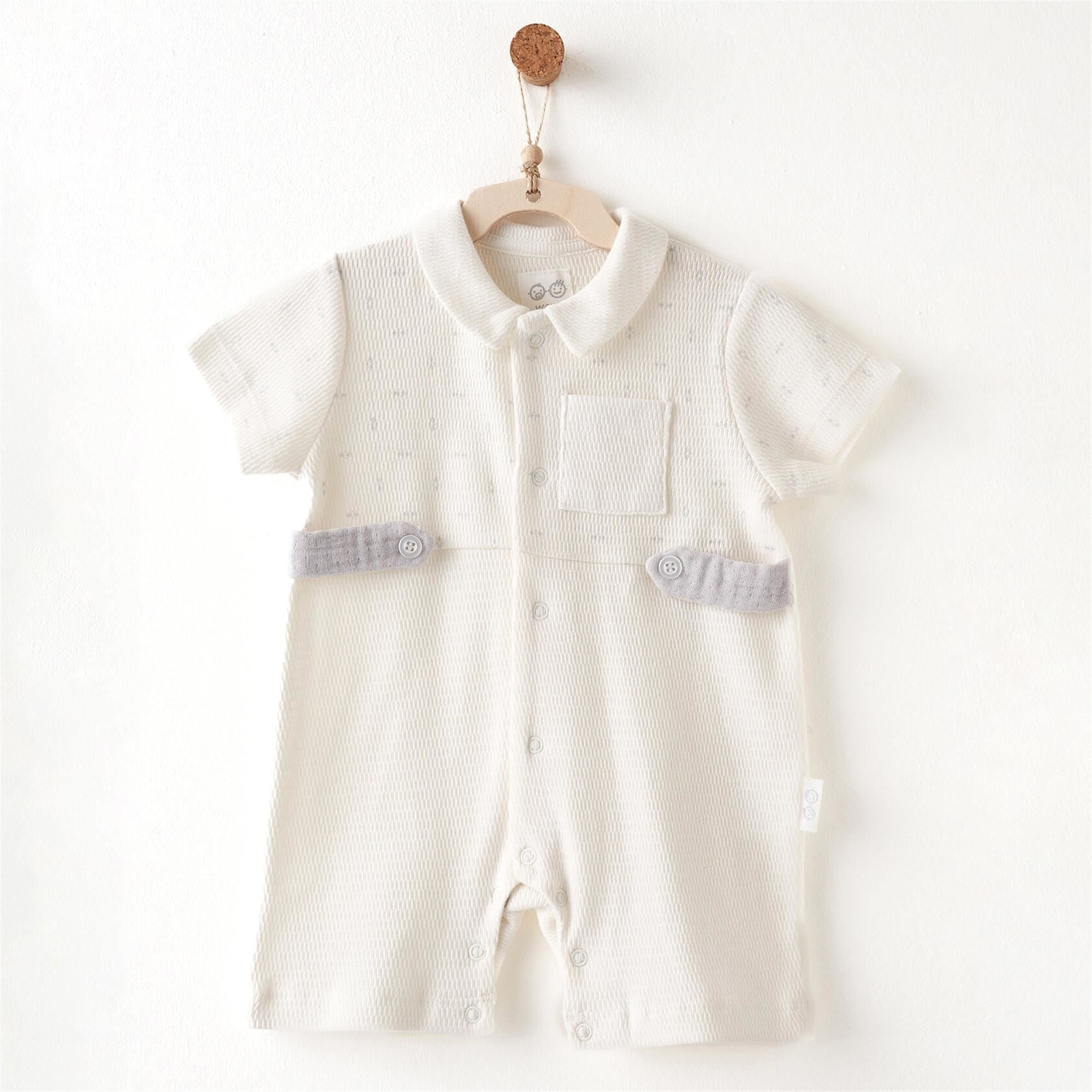 Andywawa Bebek Gentelman Romper Kısa Tulum Ekru AC26705