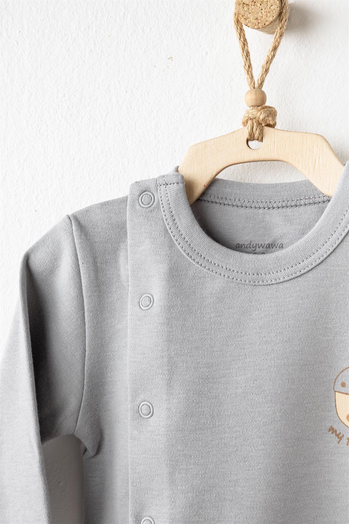 Andywawa Bebek Hello Autumn 5'li Hastane Çıkış Seti Gri AC26100