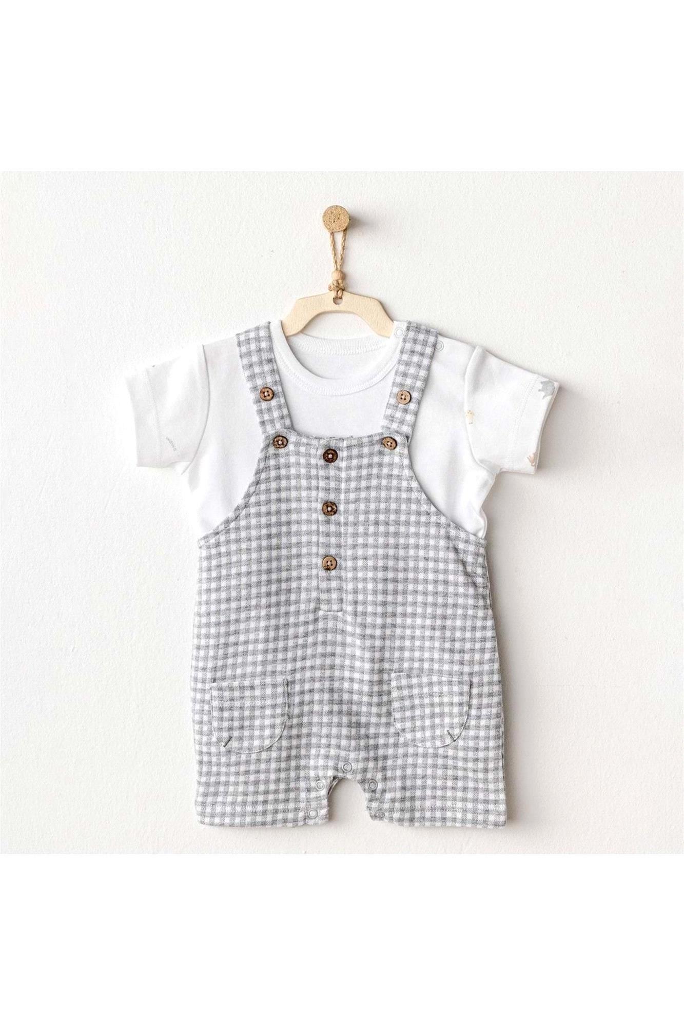 Andywawa Bebek Jumpsuit Little King Salopet Takım Gri AC25804