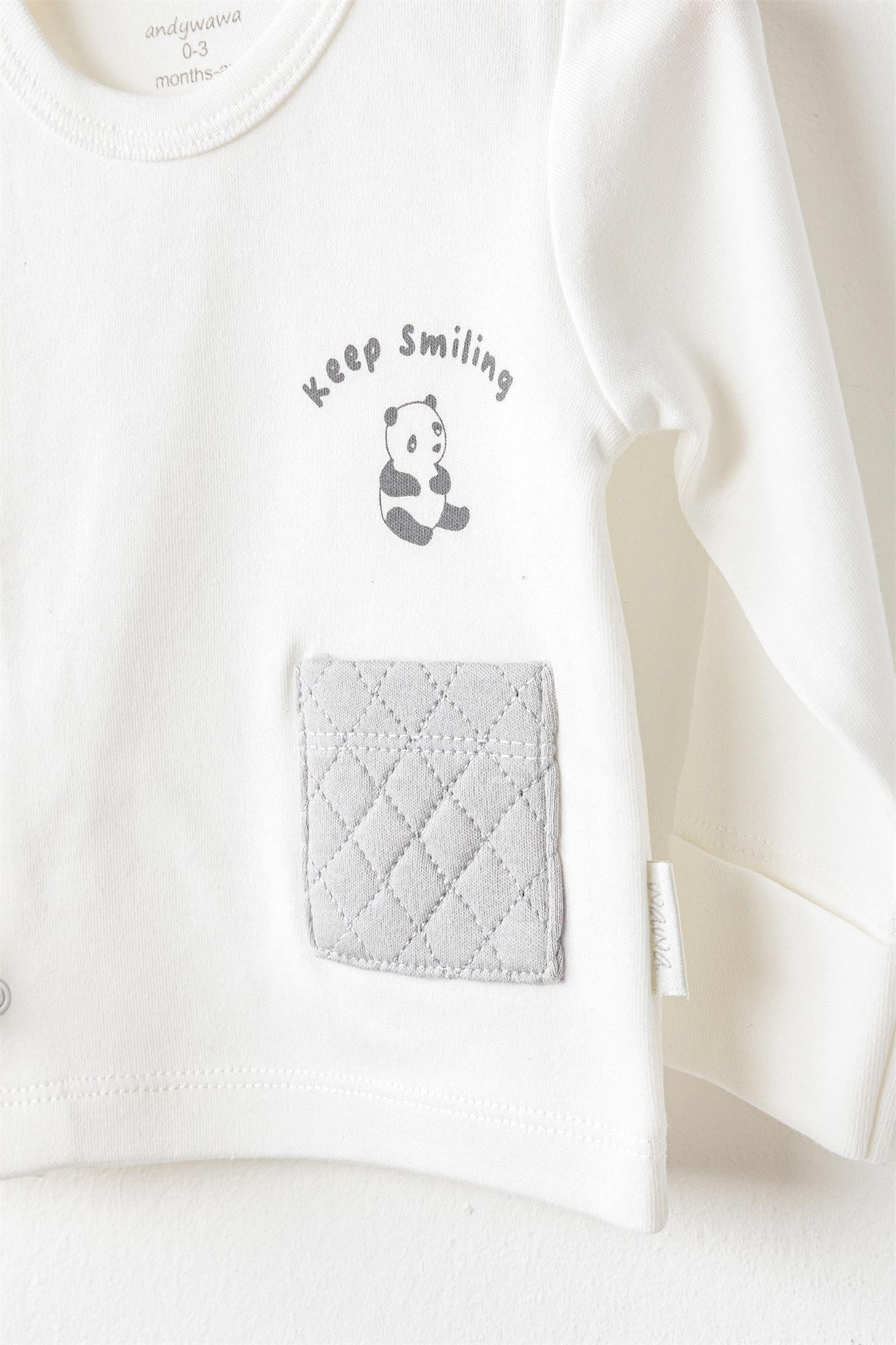 Andywawa Bebek Keep Smiling 5'li Hastane Çıkış Seti Gri AC26020