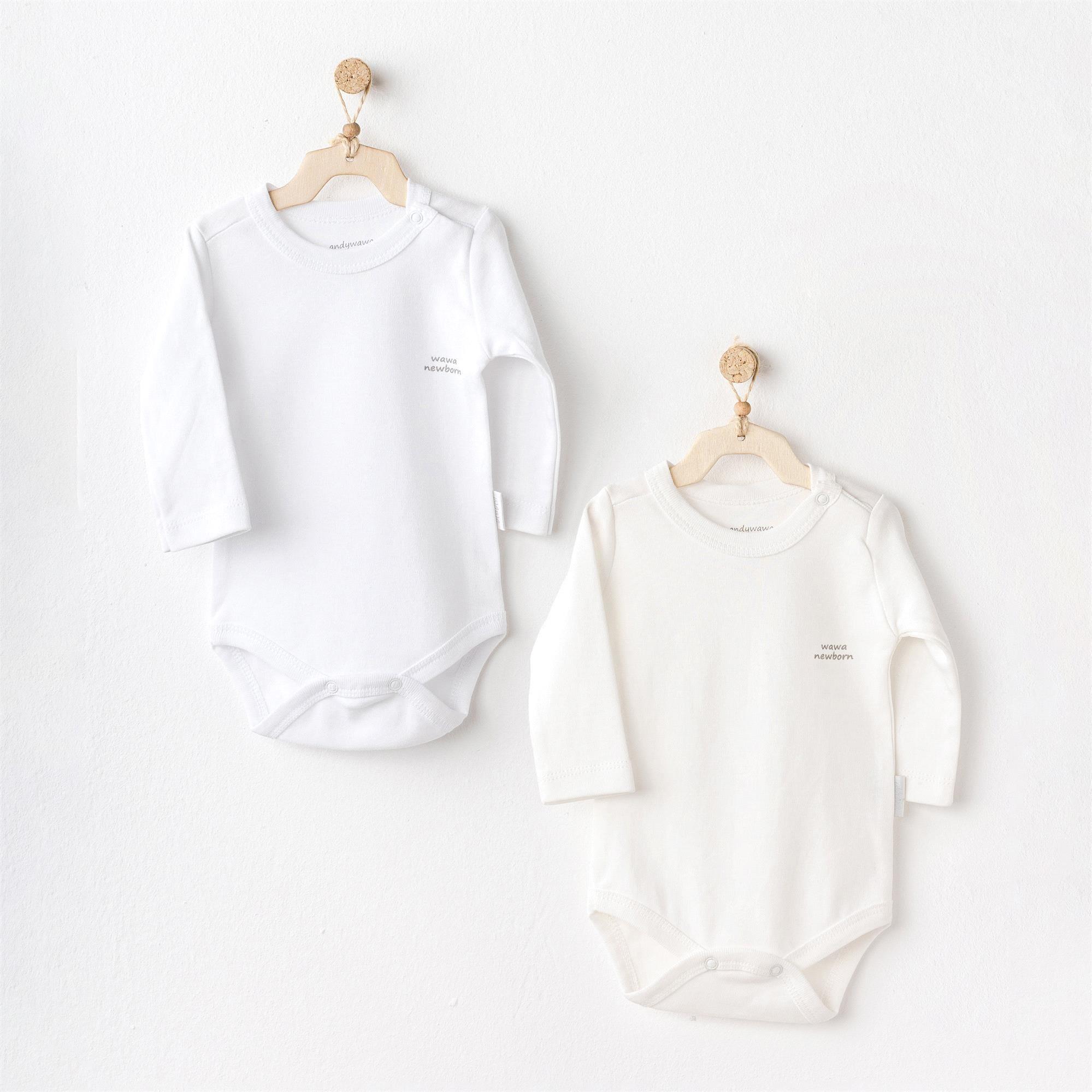 Andywawa Bebek Sleeve Body Basic 2'li Set Ekru AC25210