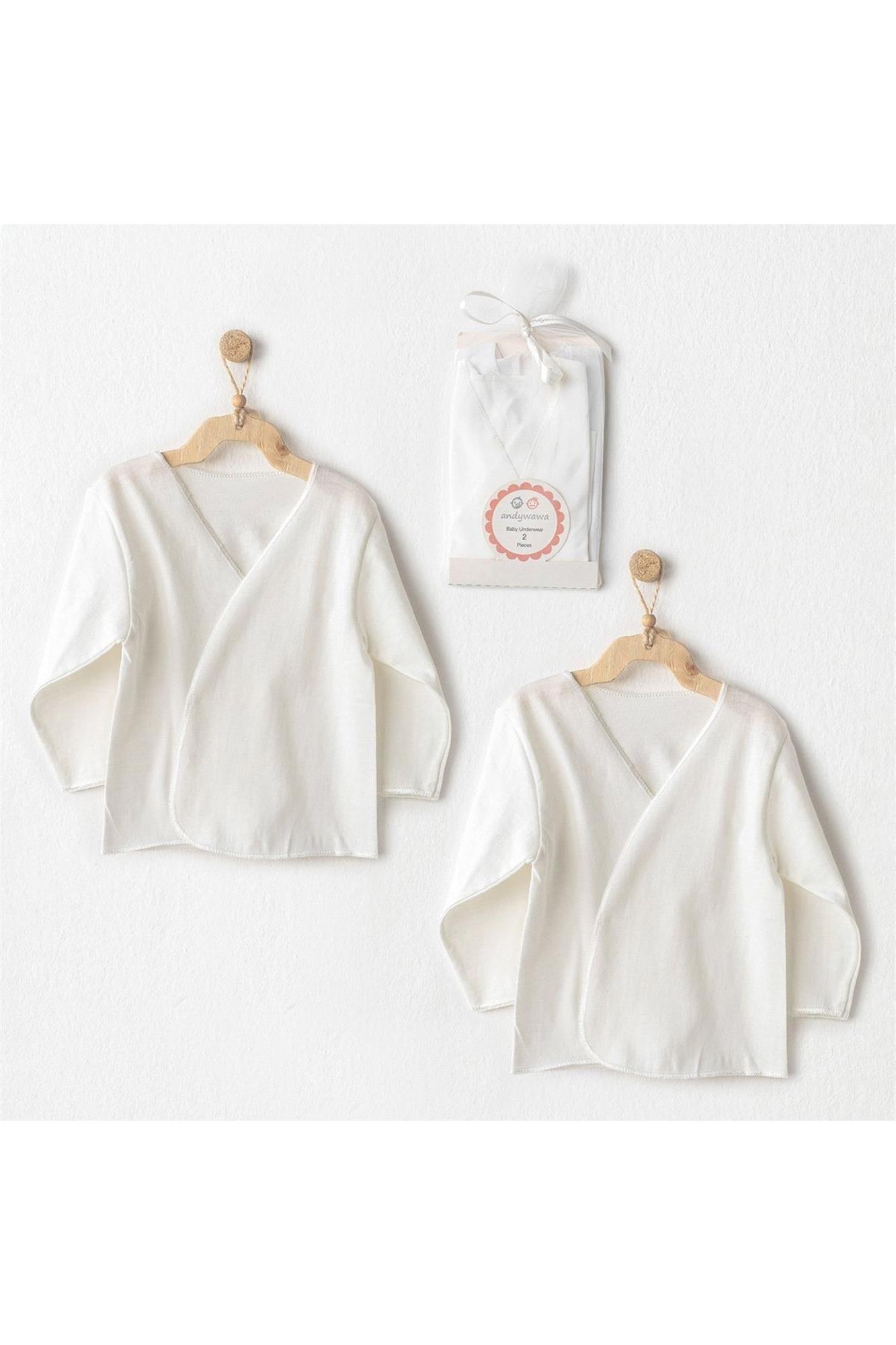 Andywawa Bebek Snap Tee Basic 2'li İç Zıbın Ekru AC25371