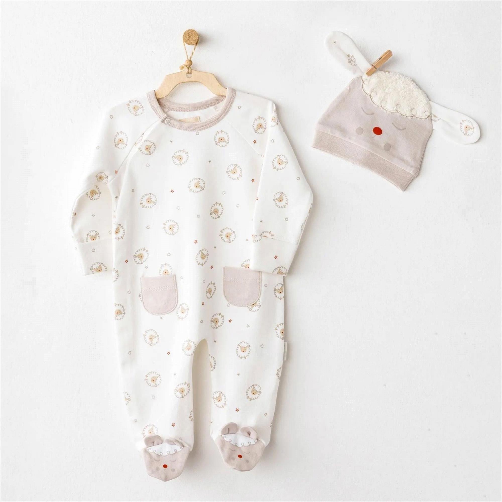 Andywawa Bebek Tinny's Sheep Romper Şapka Tulum Set Ekru AC26154