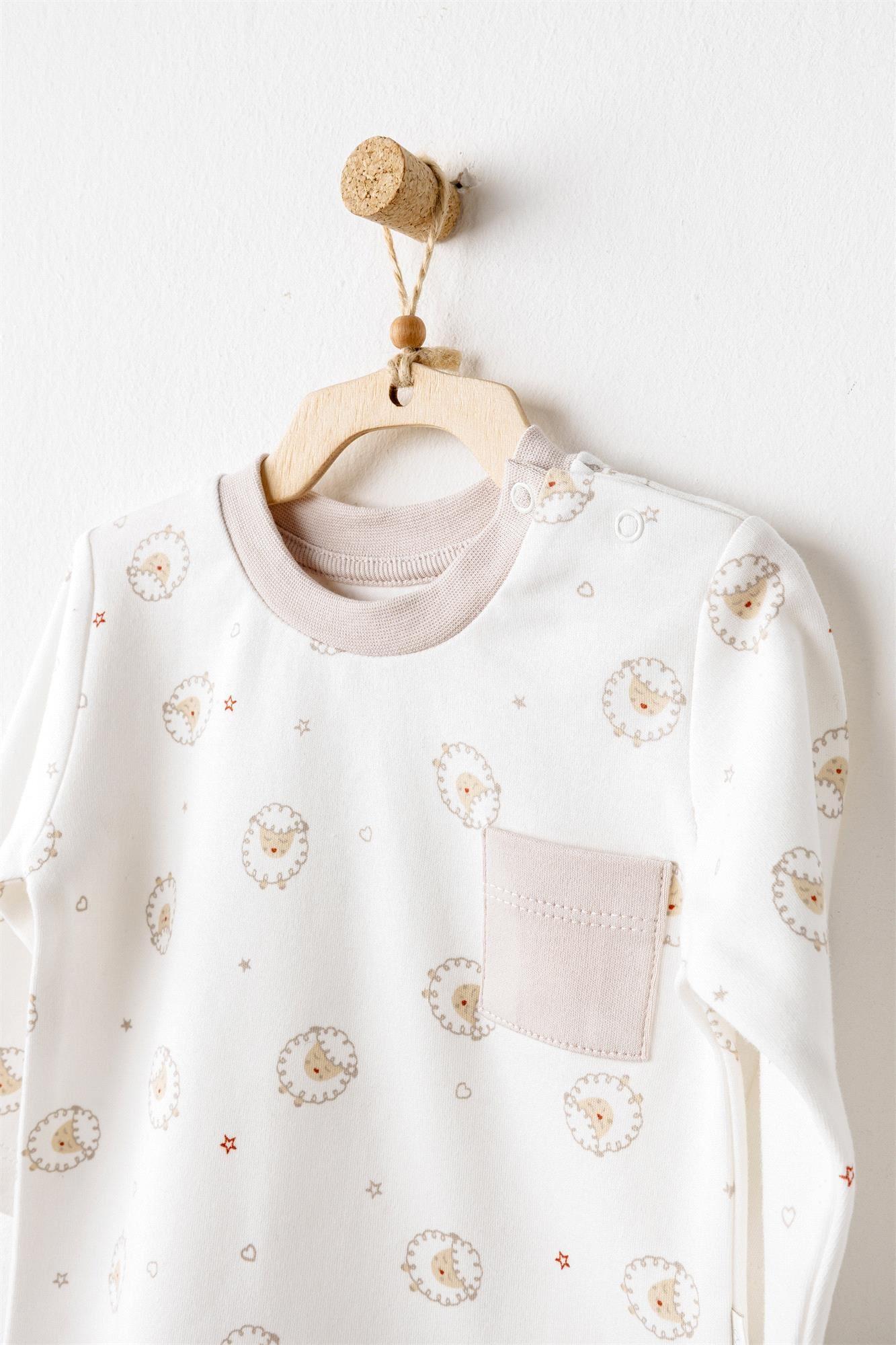 Andywawa Bebek Tinny's Sheeps Alt Üst Takım Bej AC26153