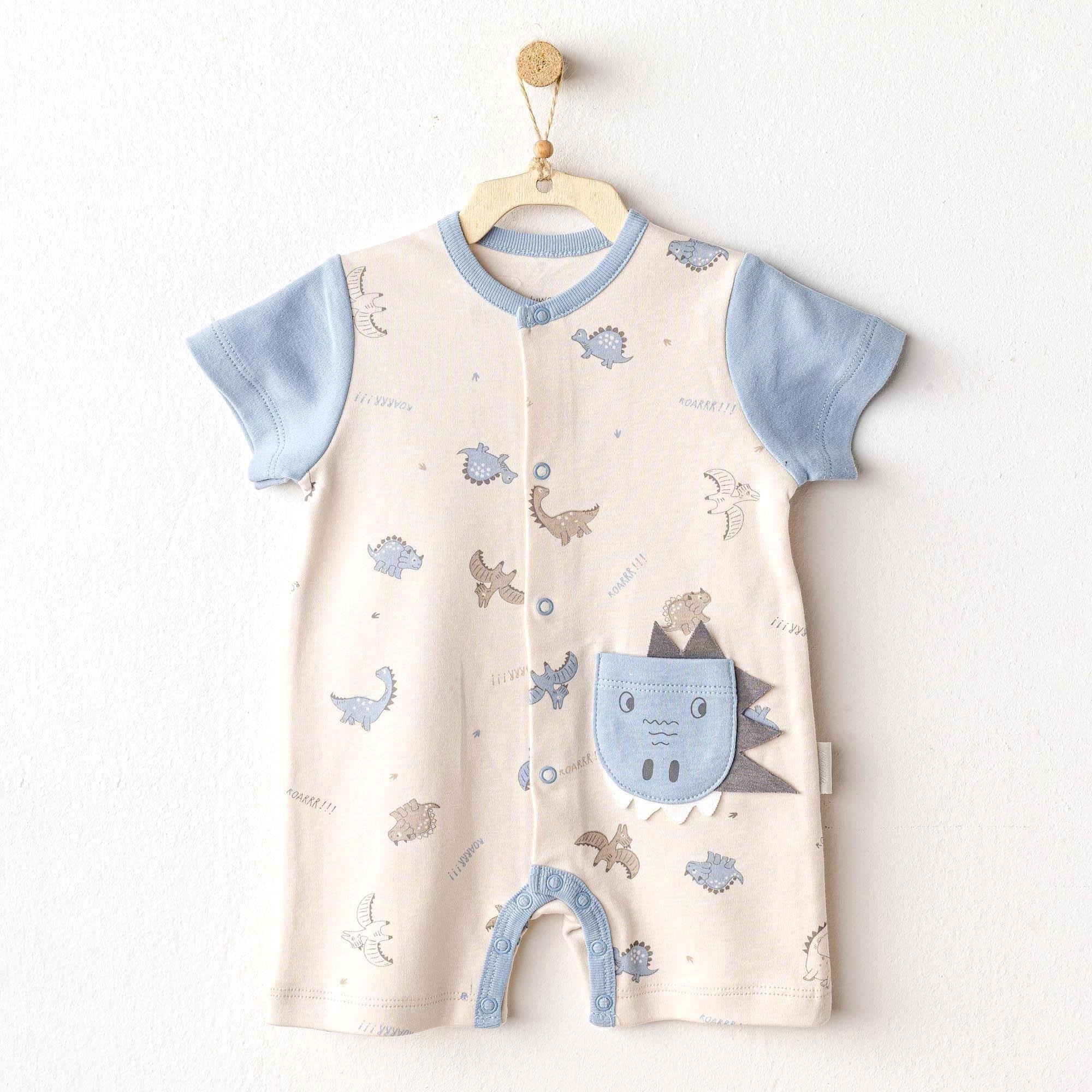 Andywawa Erkek Bebek Dino Romper Tulum Bej AC25917