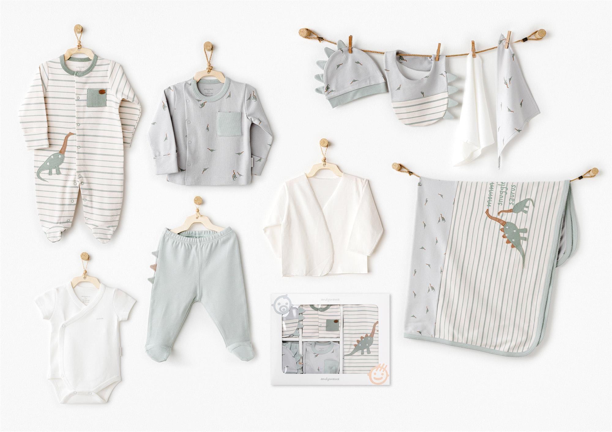 Andywawa Erkek Bebek Dinozor 10'lu Hastane Çıkış Seti Yeşil AC26001