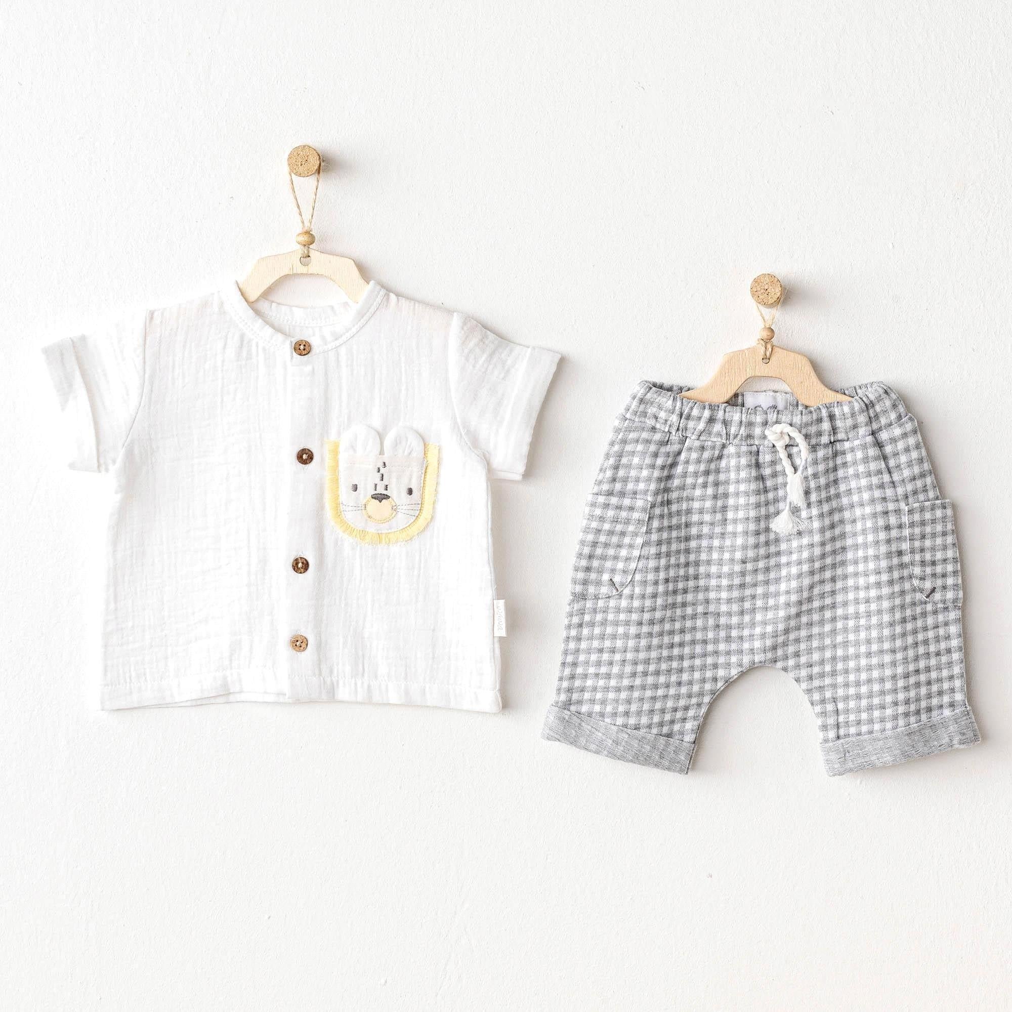 Andywawa Erkek Bebek Little King Alt Üst Takım Gri AC25814