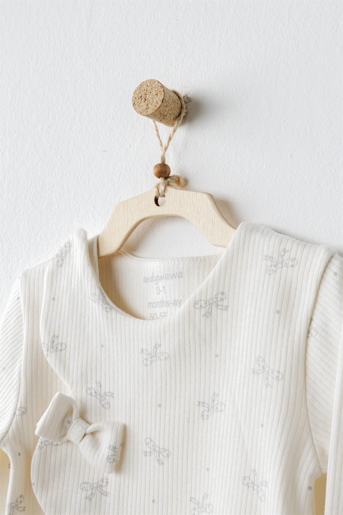 Andywawa Kız Bebek Bow Bilss 5'li Hastane Çıkış Seti Gri AC26250