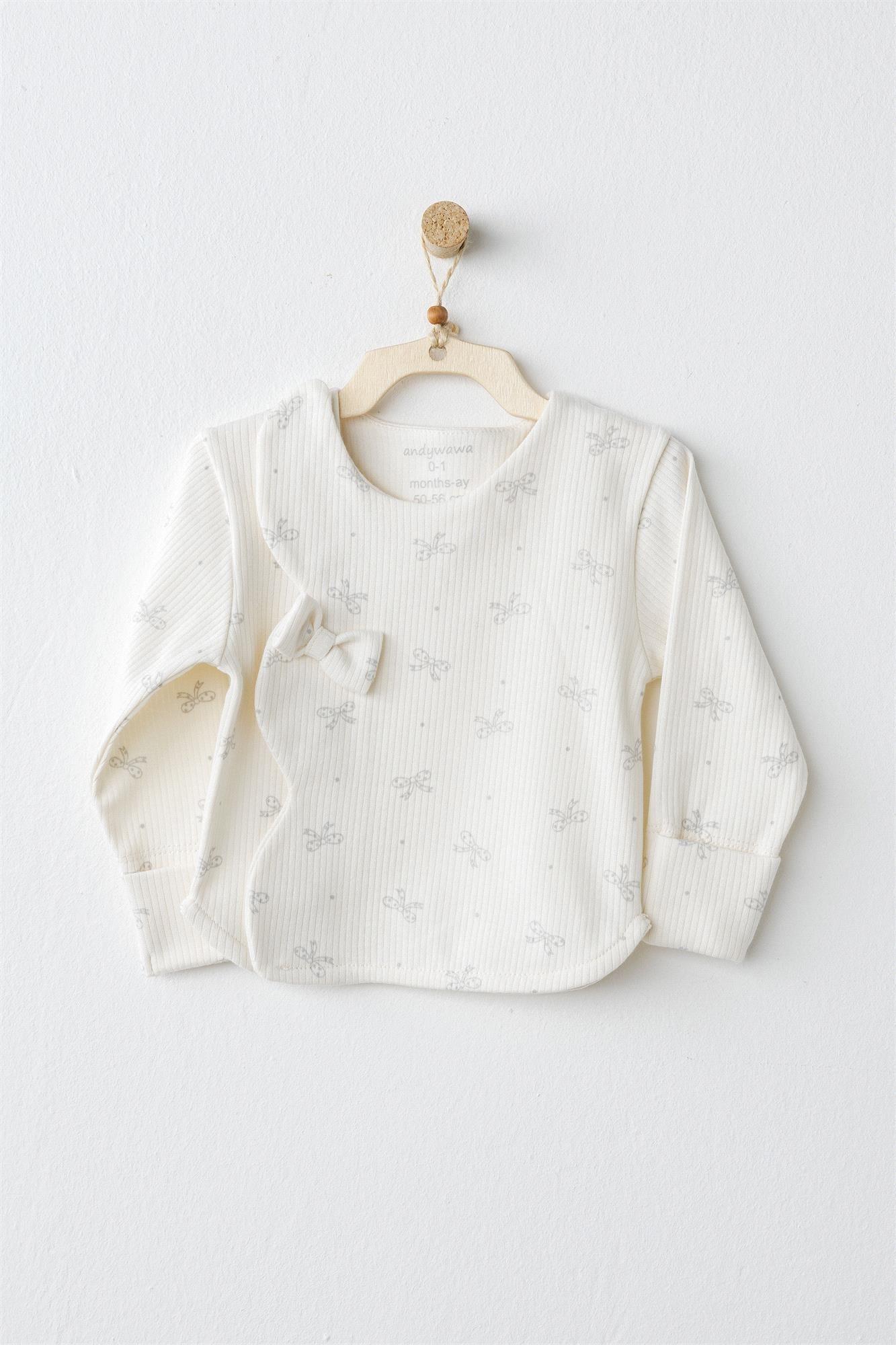 Andywawa Kız Bebek Bow Bilss 5'li Hastane Çıkış Seti Gri AC26250