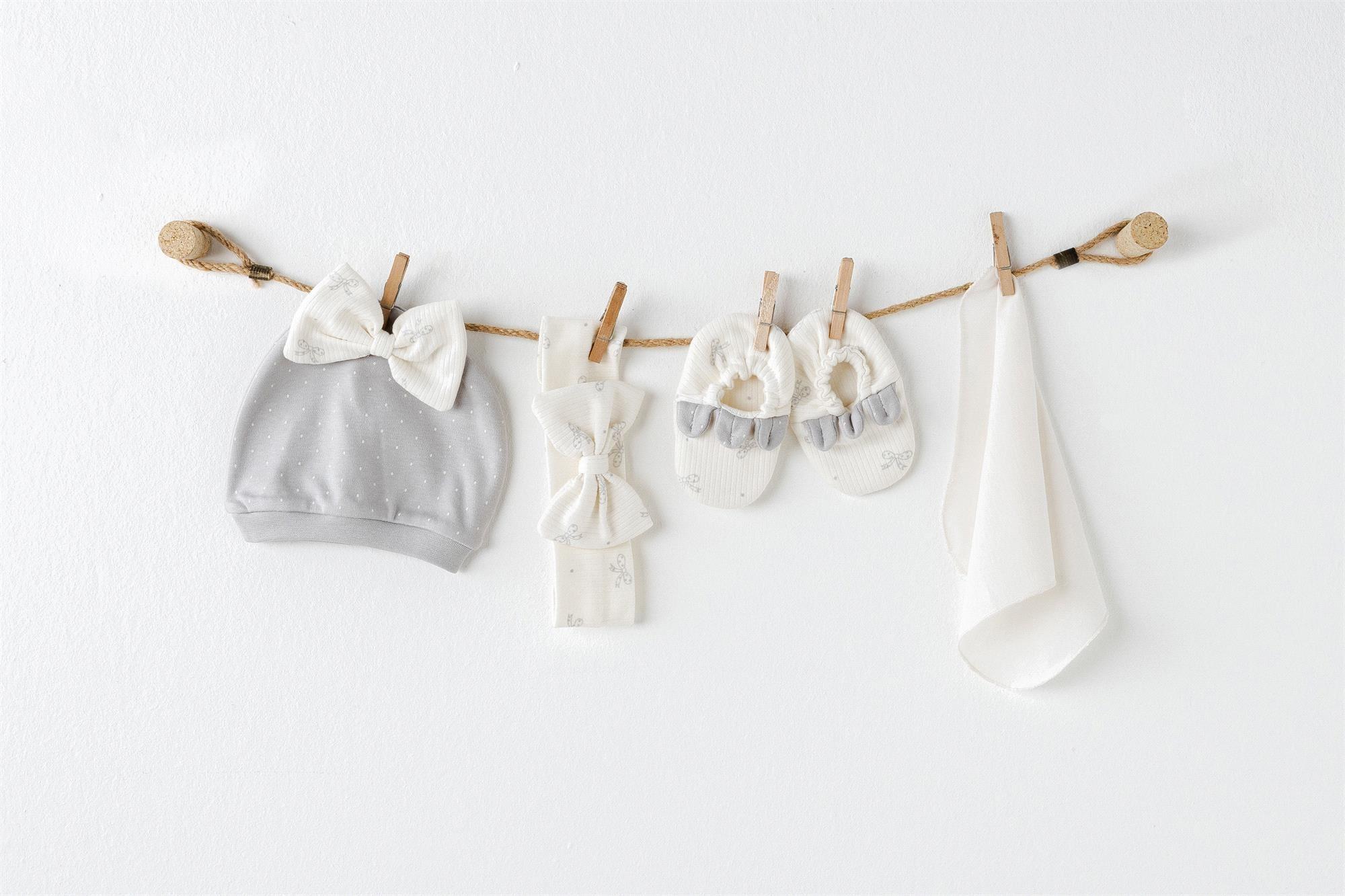 Andywawa Kız Bebek Bow Bliss 10'lu Hastane Çıkış Seti Gri AC26251