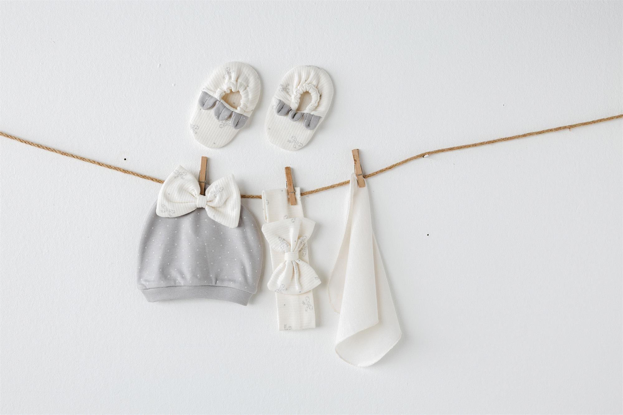 Andywawa Kız Bebek Bow Bliss 10'lu Hastane Çıkış Seti Gri AC26251