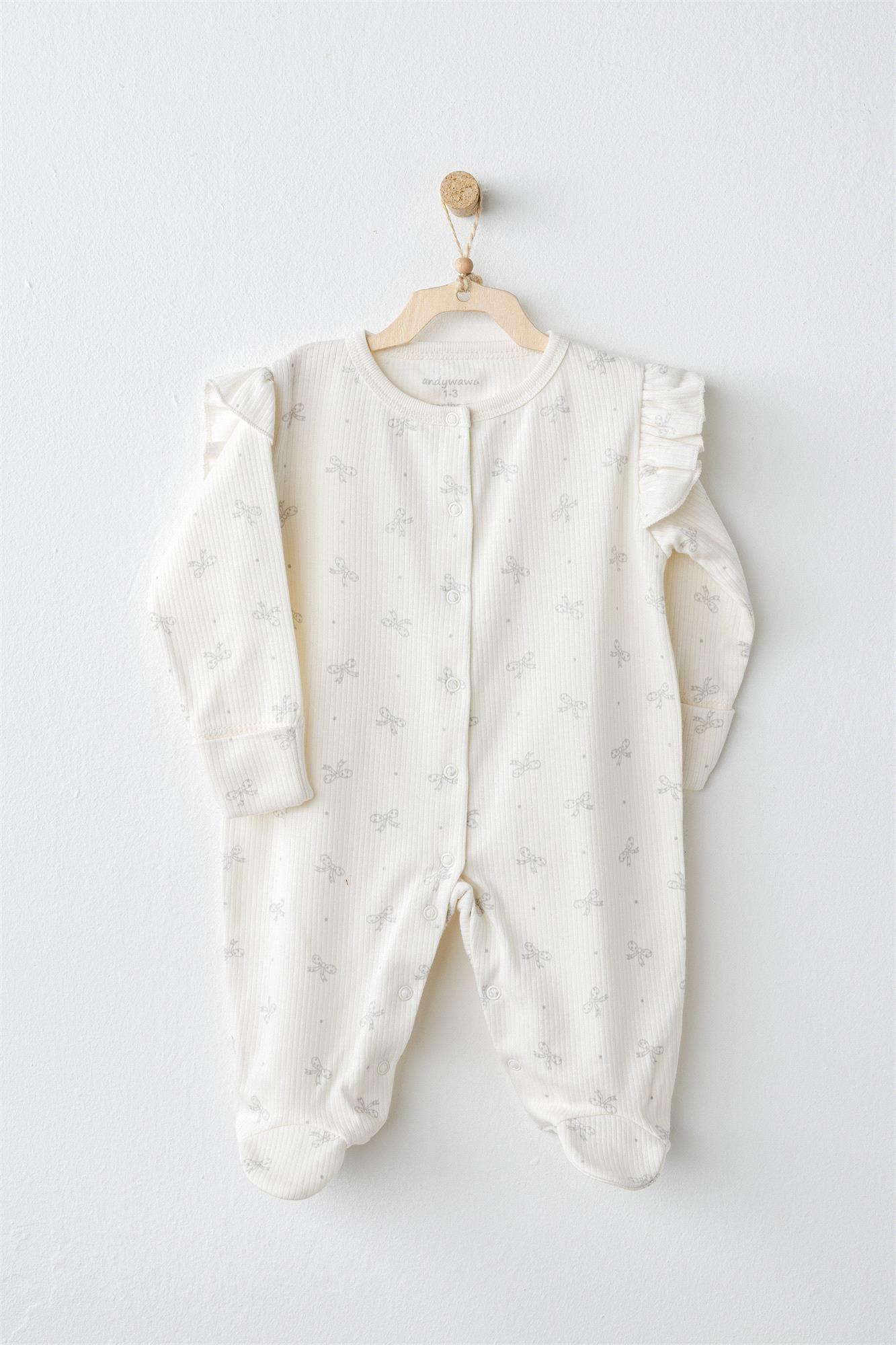 Andywawa Kız Bebek Bow Bliss 10'lu Hastane Çıkış Seti Gri AC26251