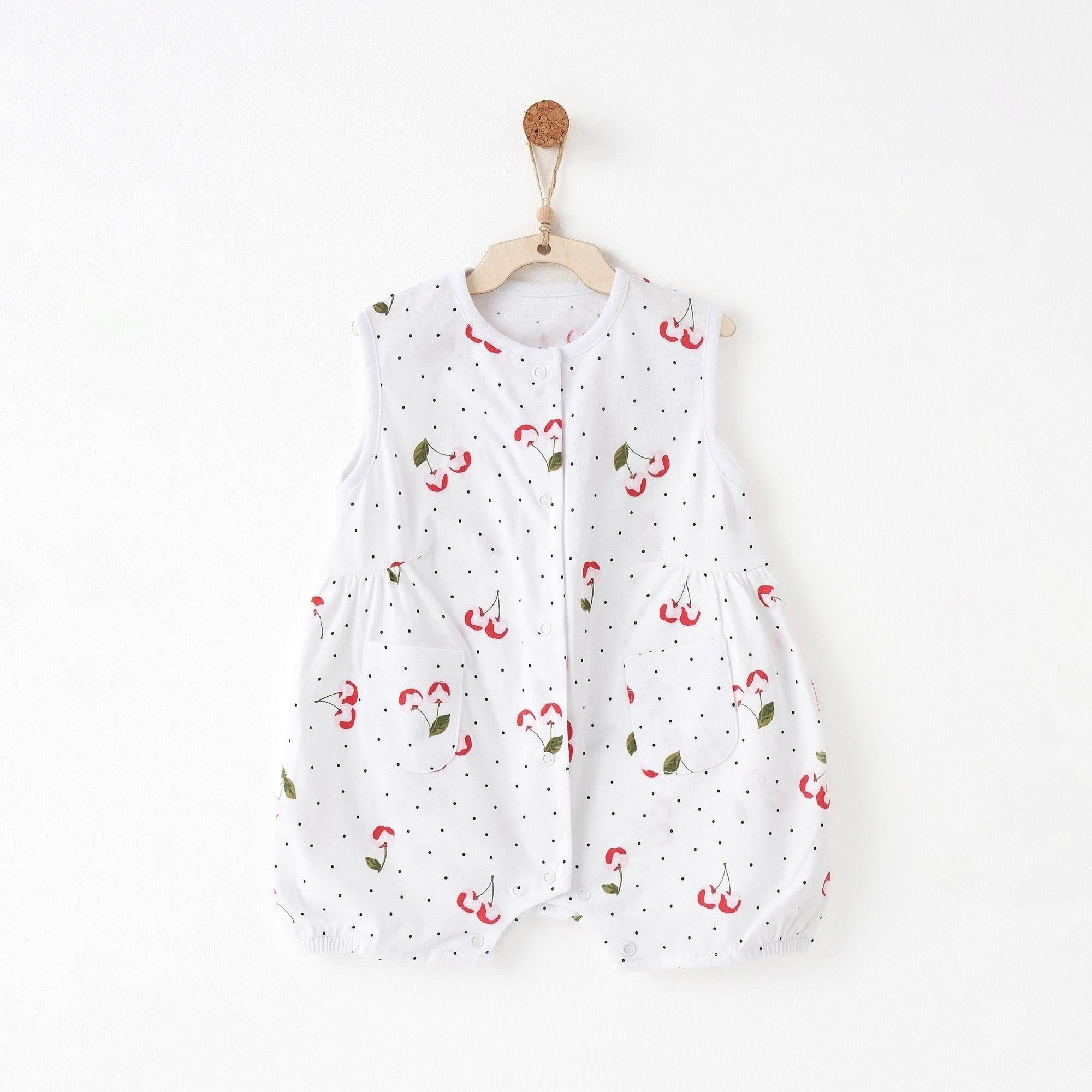 Andywawa Kız Bebek Cherry Chatty Romper Tulum Ekru AC26681