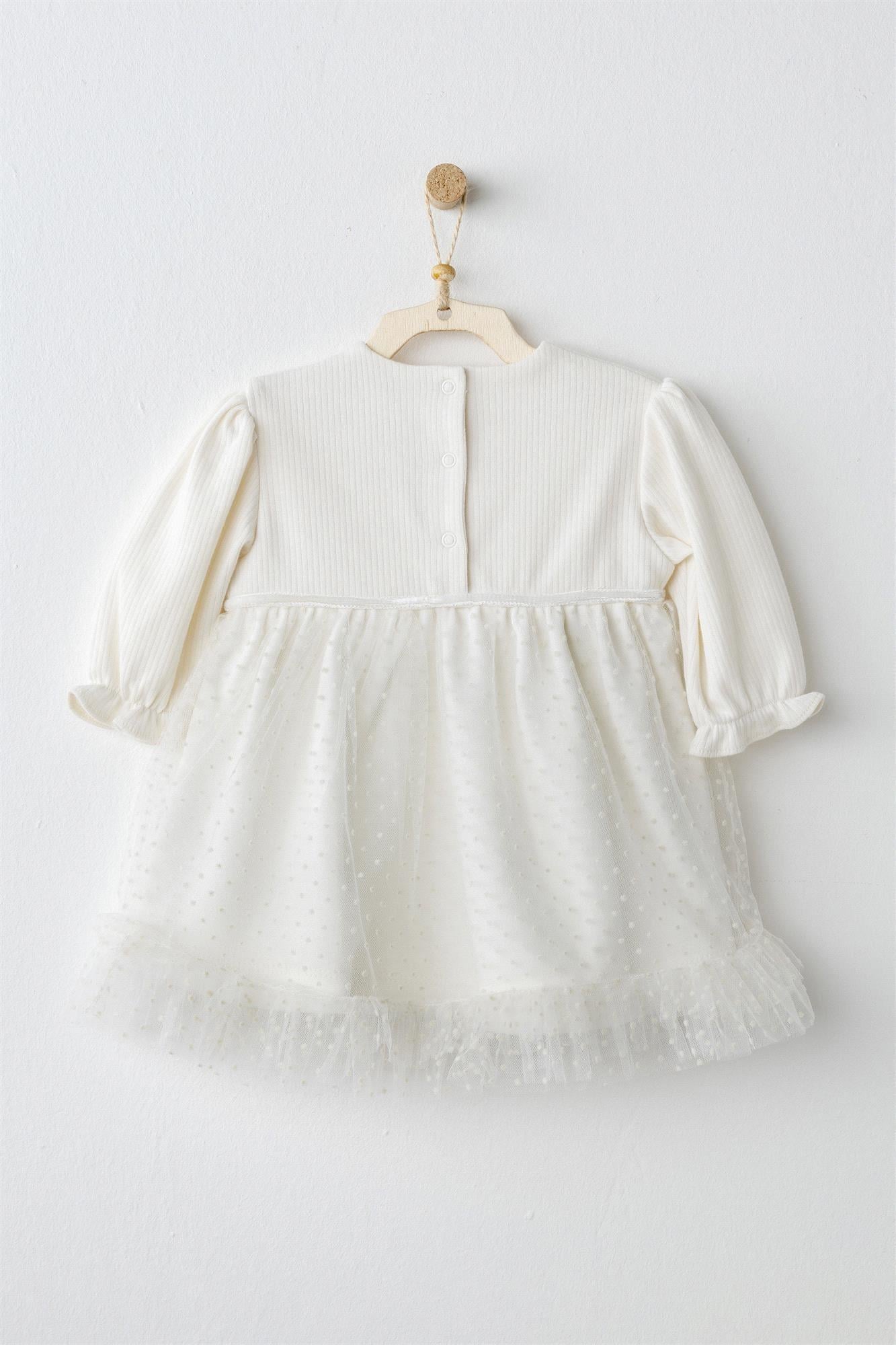 Andywawa Kız Bebek Dress Bow Bliss Elbise Ekru AC26257