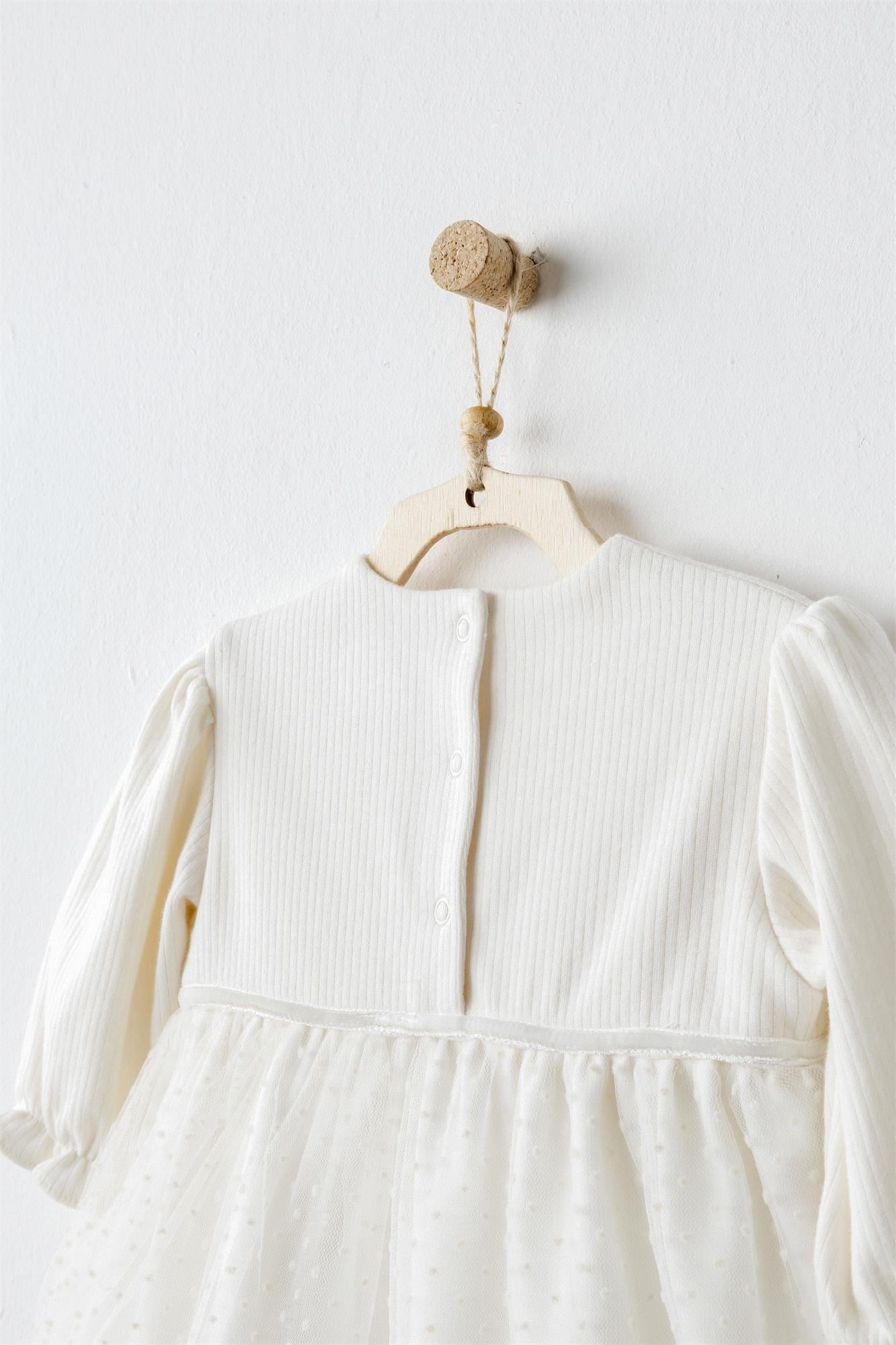 Andywawa Kız Bebek Dress Bow Bliss Elbise Ekru AC26257