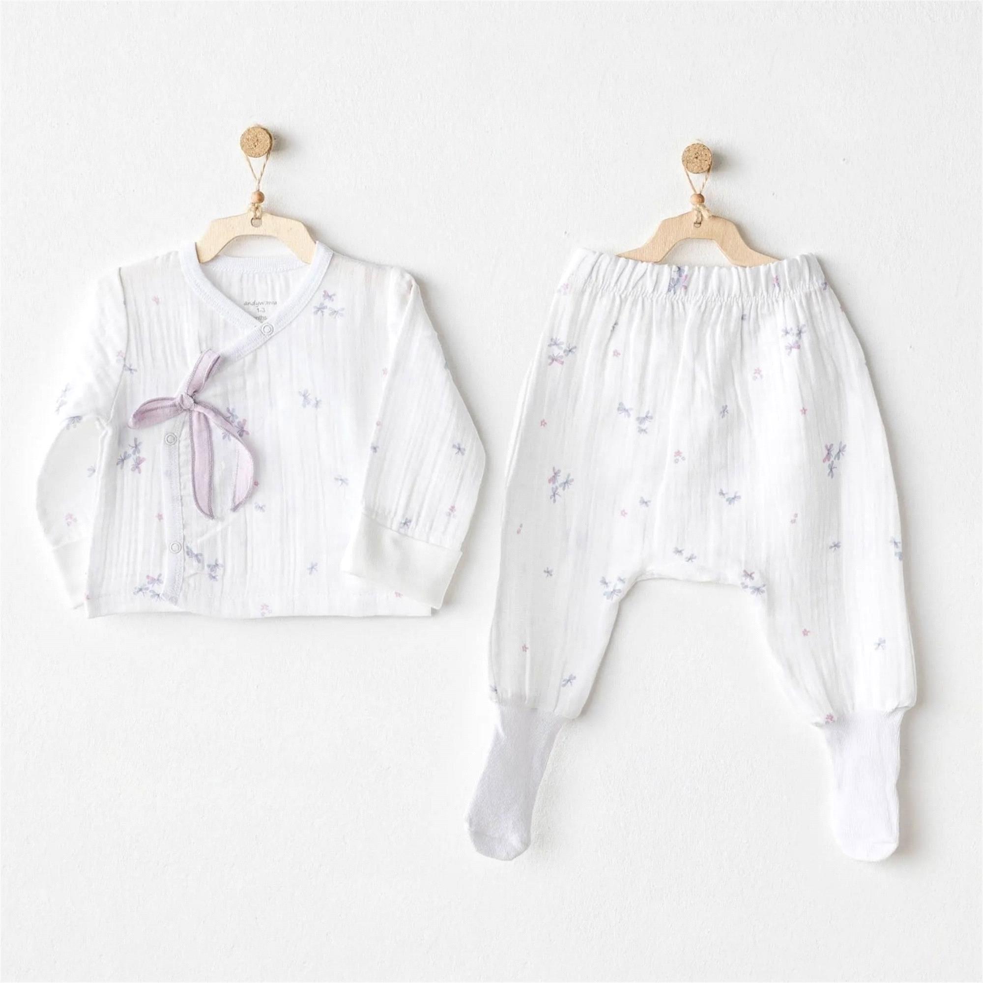Andywawa Kız Bebek Magical Butterfly Müslin 2'li Takım Beyaz AC25584  