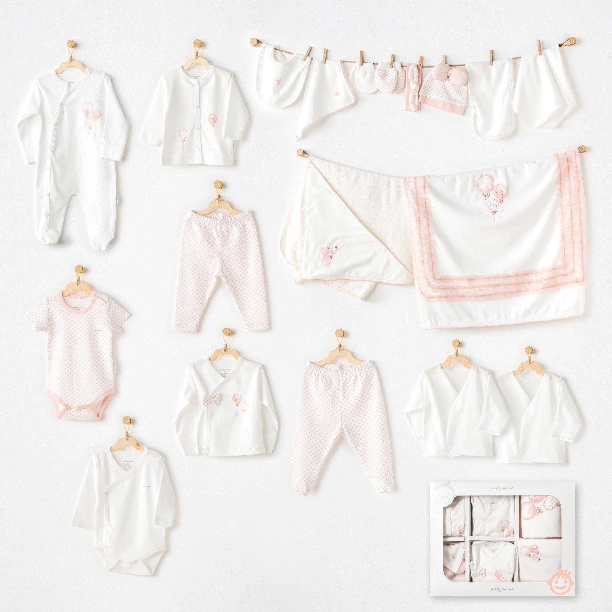 Andywawa Kız Bebek Newborn Baloons 20'li Hastane Çıkış Seti Pembe  AC25552