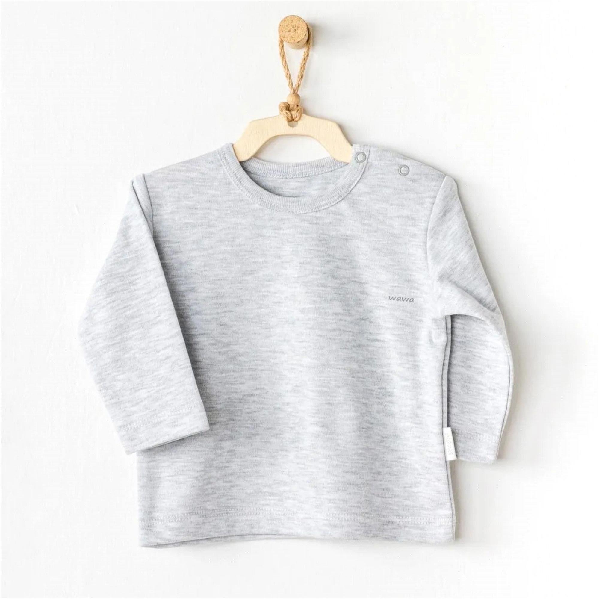 Andywawa Unisex Bebek Basic T-shirt Gri AC24437