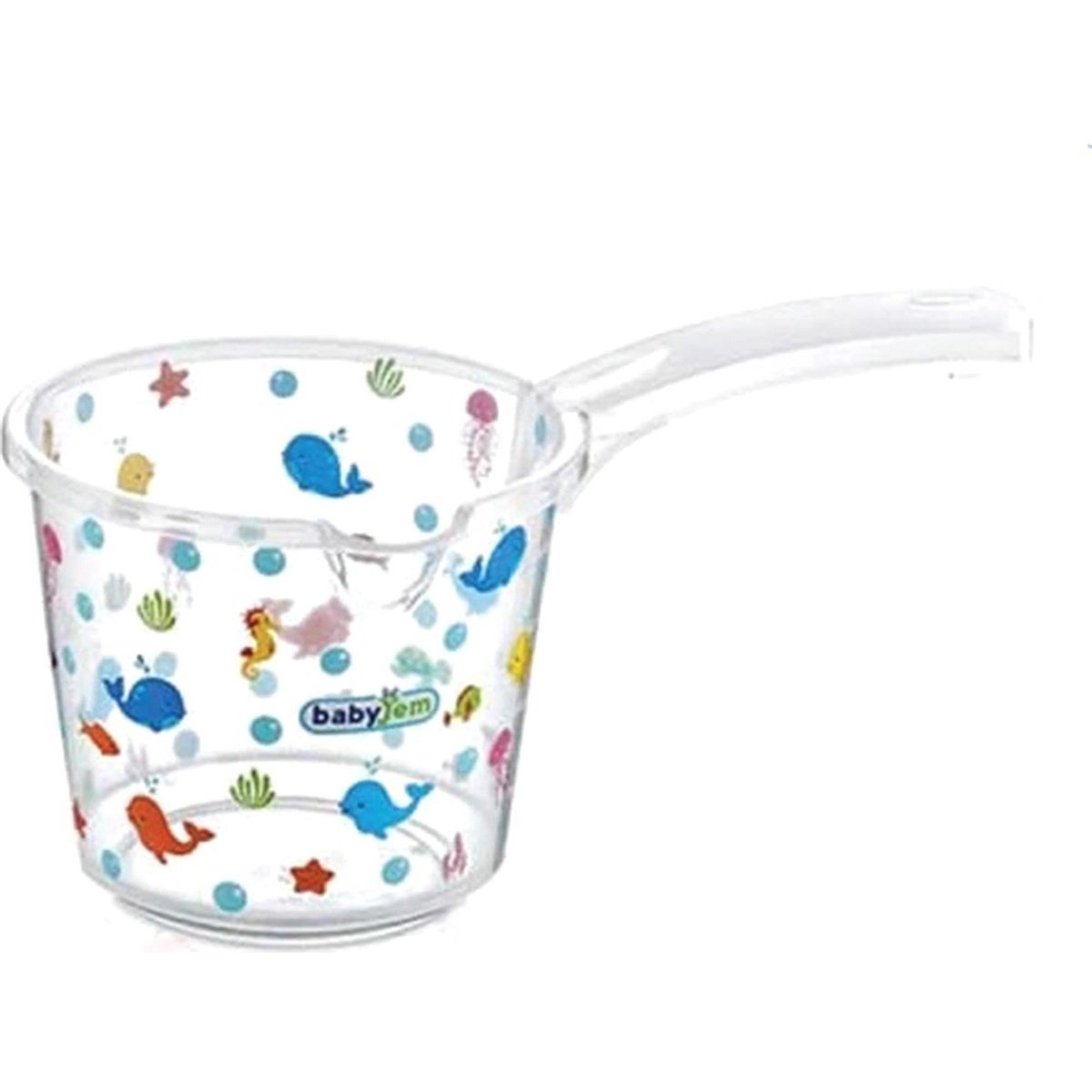 Babyjem Bebek Banyo Maşrapası Şeffaf Desenli Beyaz Art-400