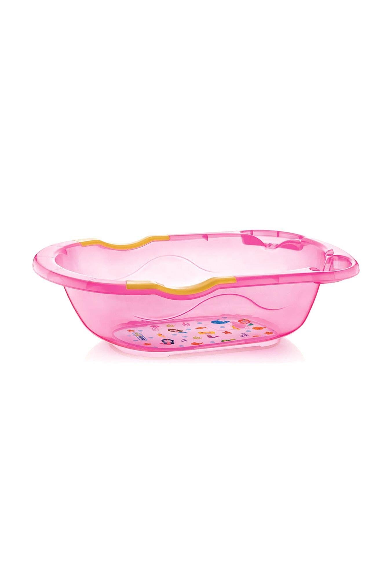 Babyjem Giderli Desenli Şeffaf Banyo Küveti Pembe Art-031