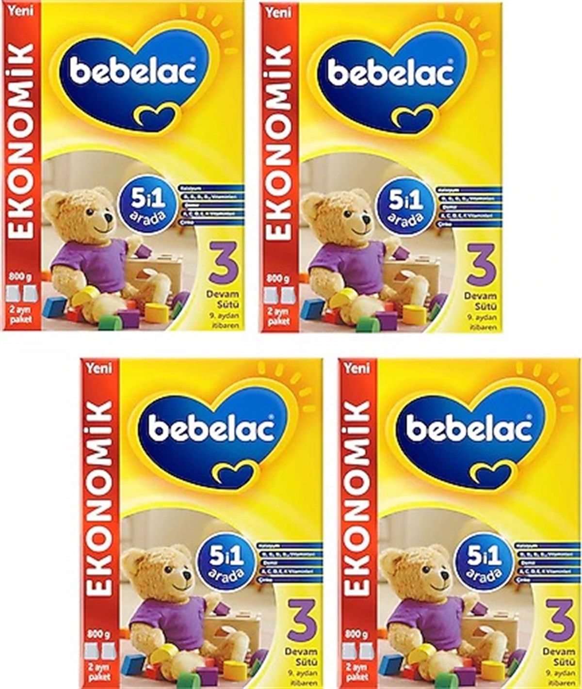 Bebelac 3 Devam Sütü 9-12 Ay 800 gr X 4 Adet