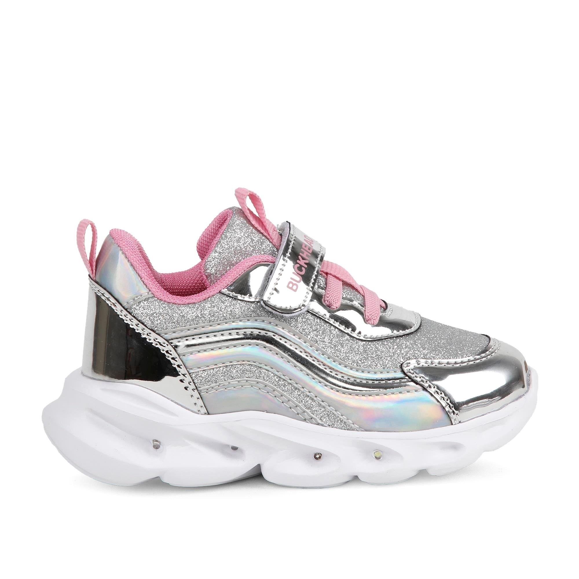 Buckhead Kız Çocuk Glossy Shiny Işıklı Spor Ayakkabı Silver BUCK4430