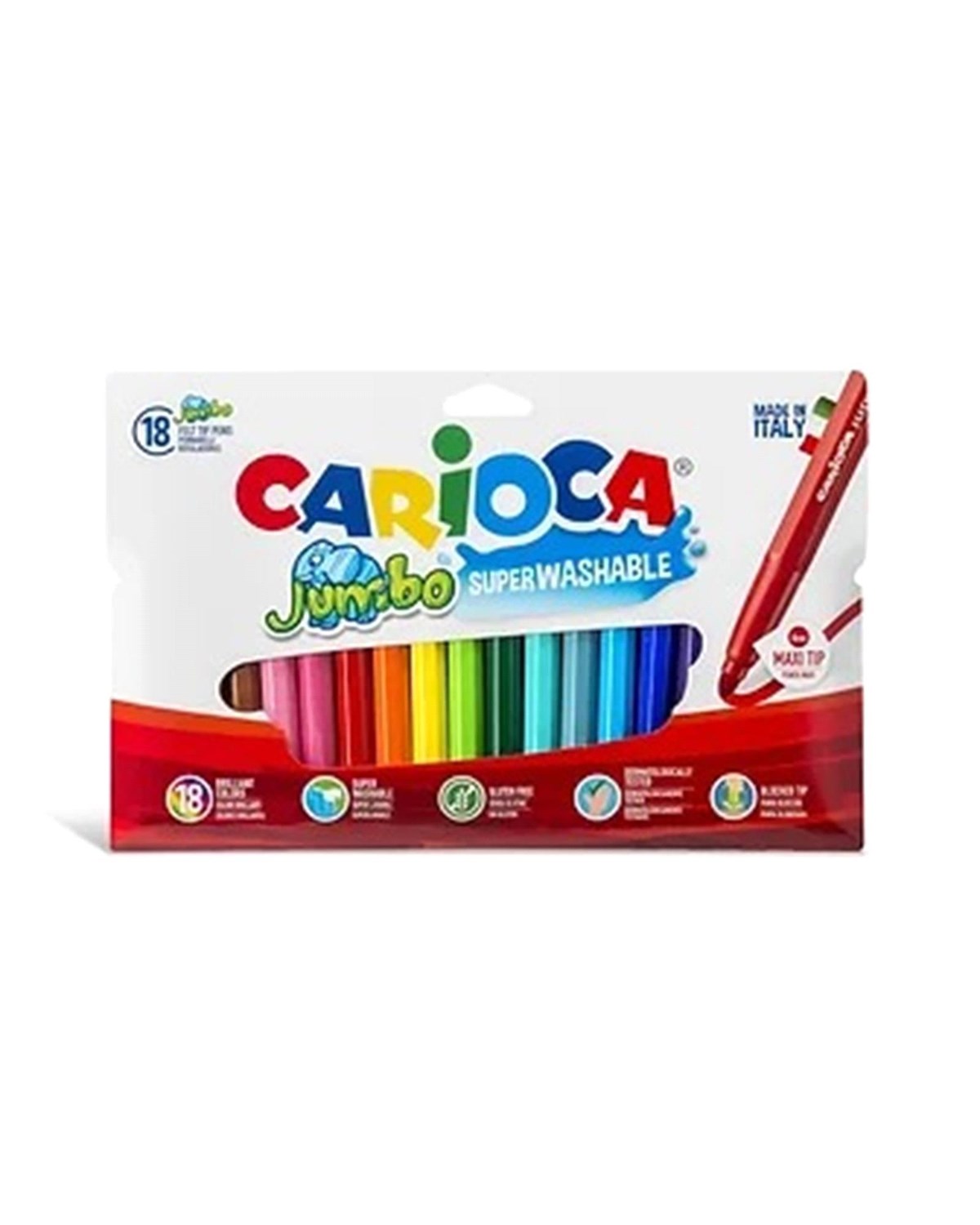 Carioca 18'li Jumbo Süper Yıkanabilir Keçeli Boya Kalemi 40566