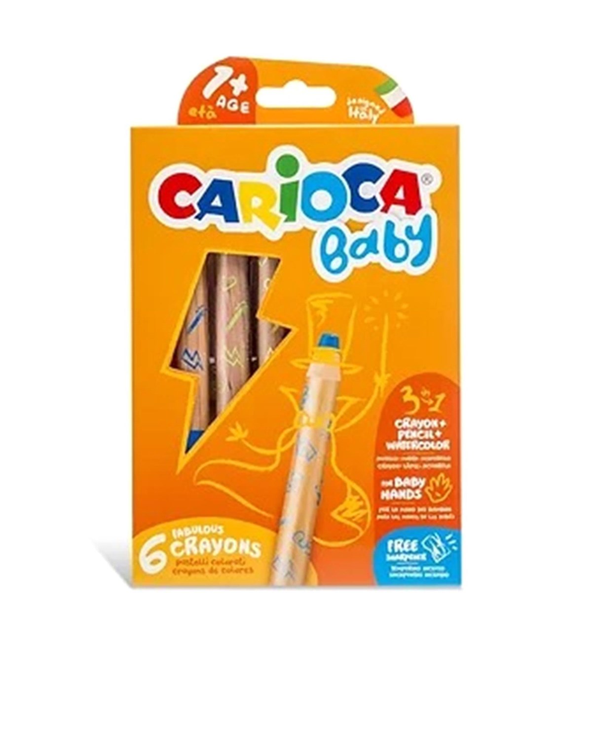Carioca 6'lı 3İn1 Jumbo Bebek Ahşap Gövdeli Boya Kalemi 42817