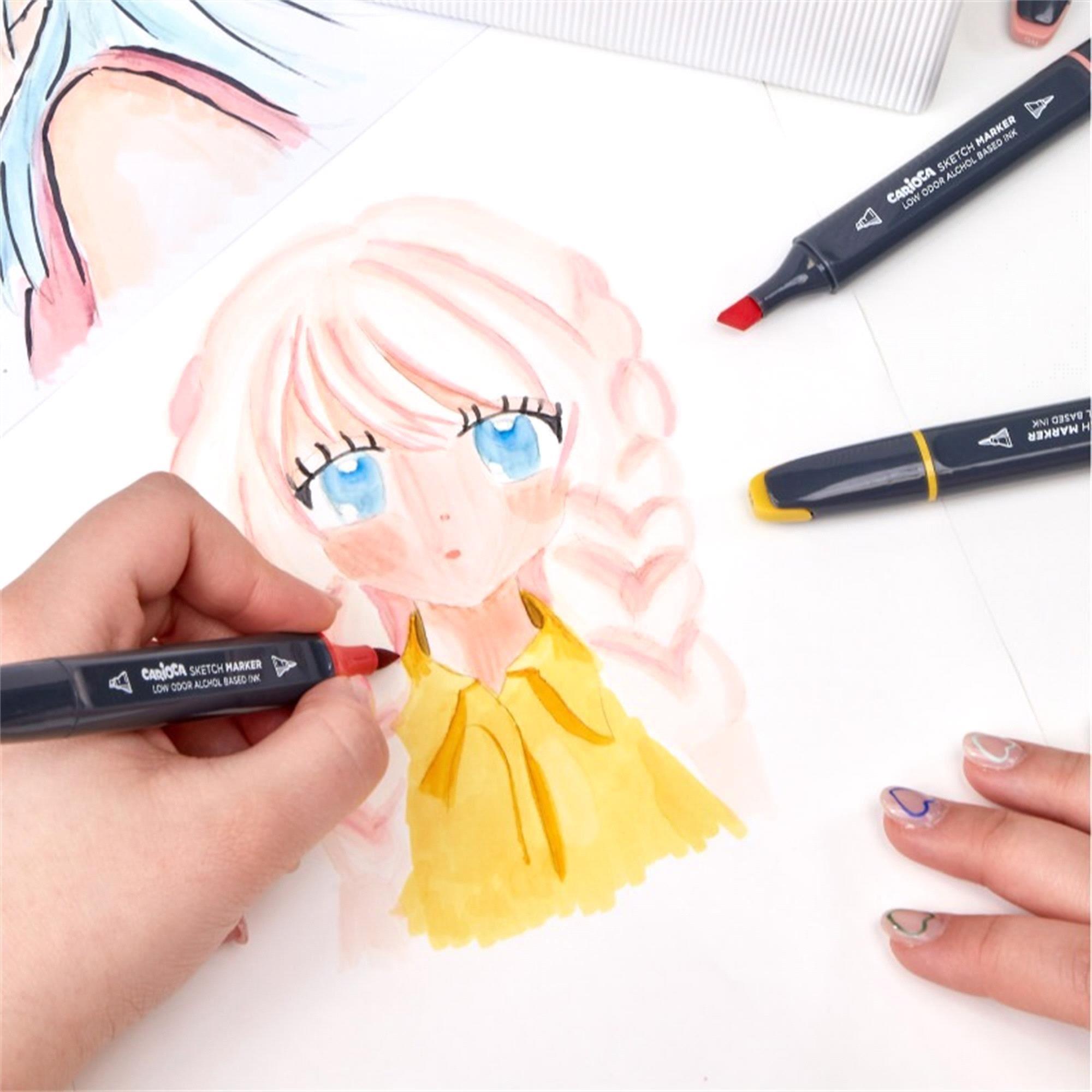 Carioca Sketch Marker Çift Taraflı 4'lü Keçeli Kalem Yeşil 45246/04