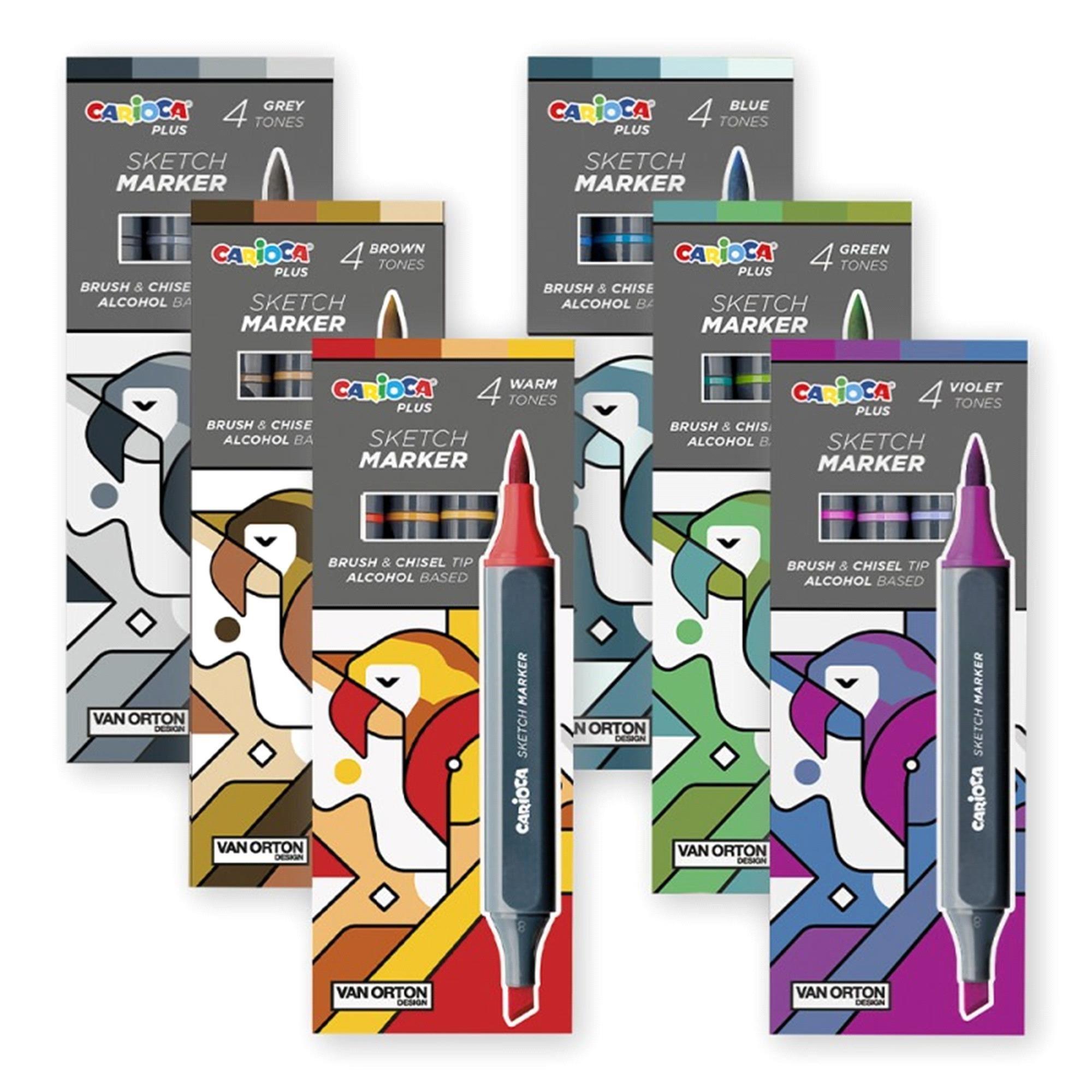 Carioca Sketch Marker Çift Taraflı 4'lü Keçeli Kalem Gri 45246/11