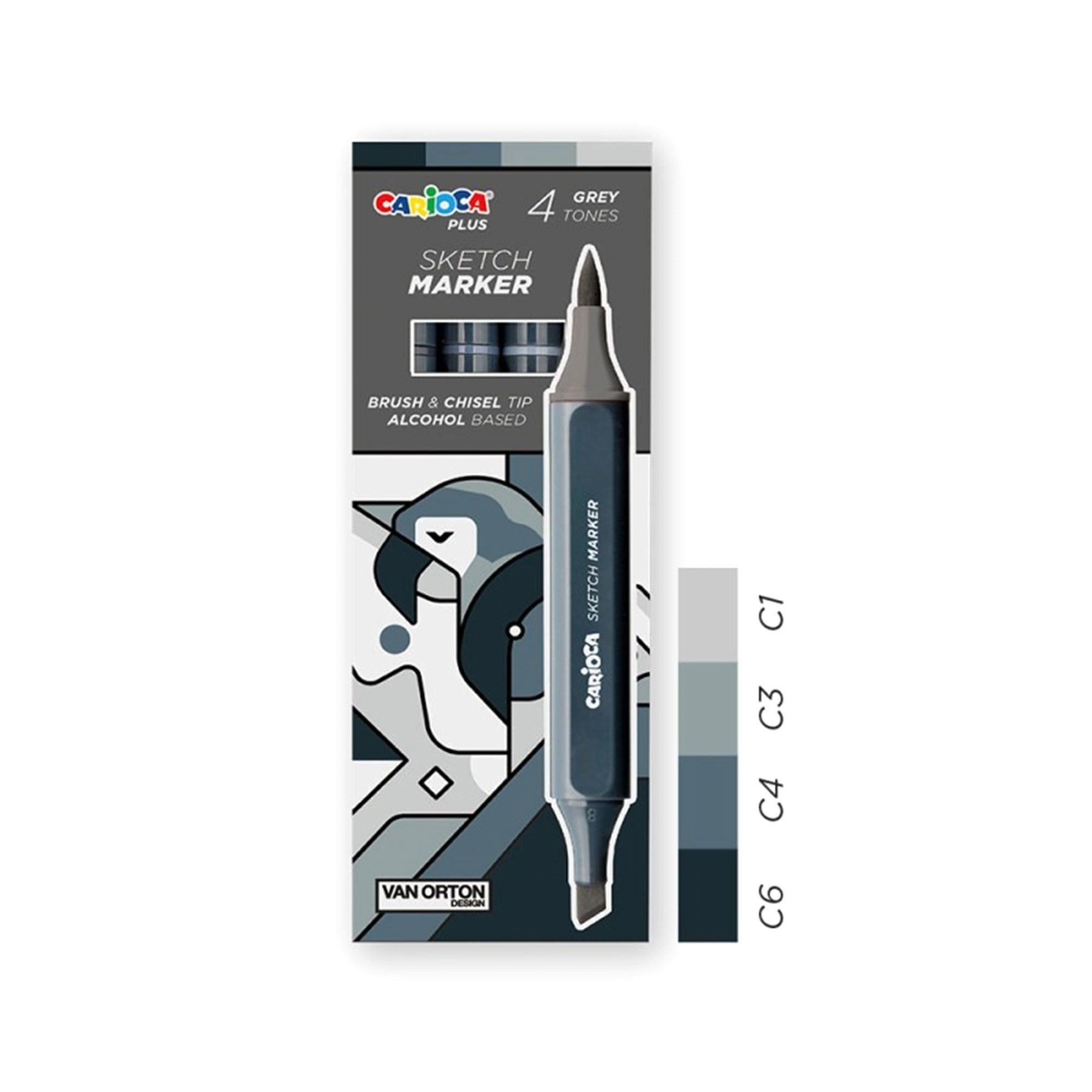 Carioca Sketch Marker Çift Taraflı 4'lü Keçeli Kalem Gri 45246/11