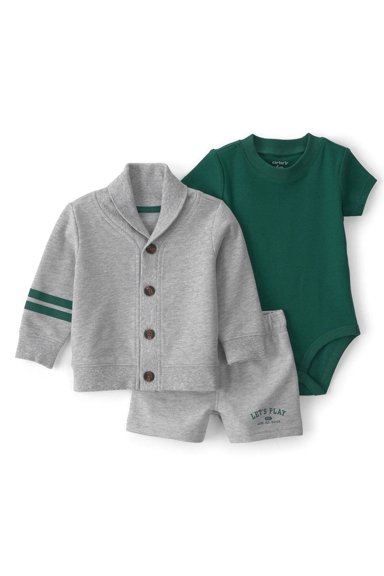 Carter's Erkek Bebek 3'lü Body Şort Takım Gri 1U533110