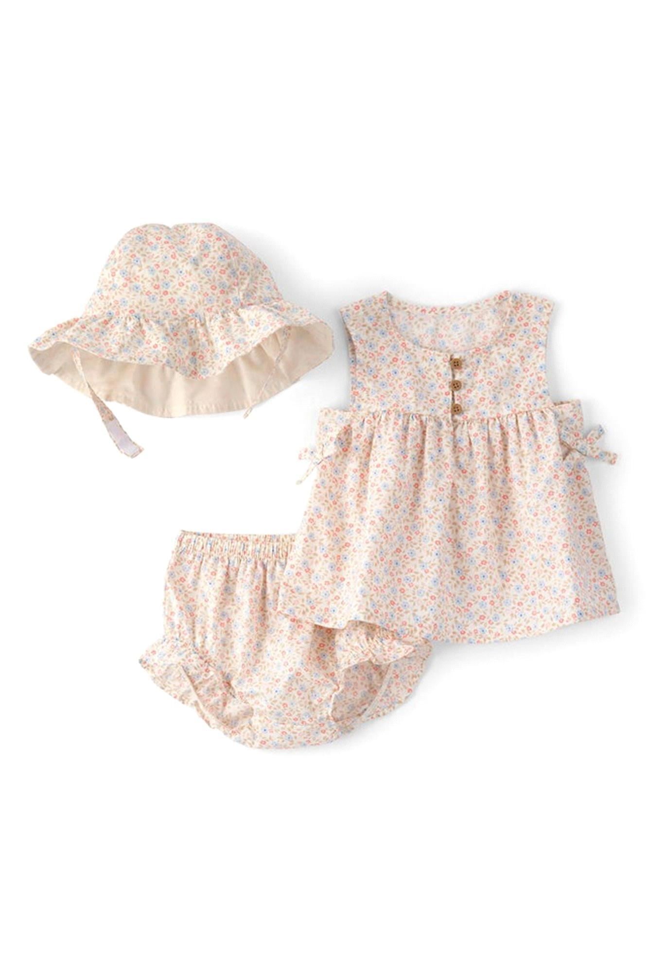 Carter's Kız Bebek 3'lü Şapkalı Alt Üst Takım Krem 1U741510
