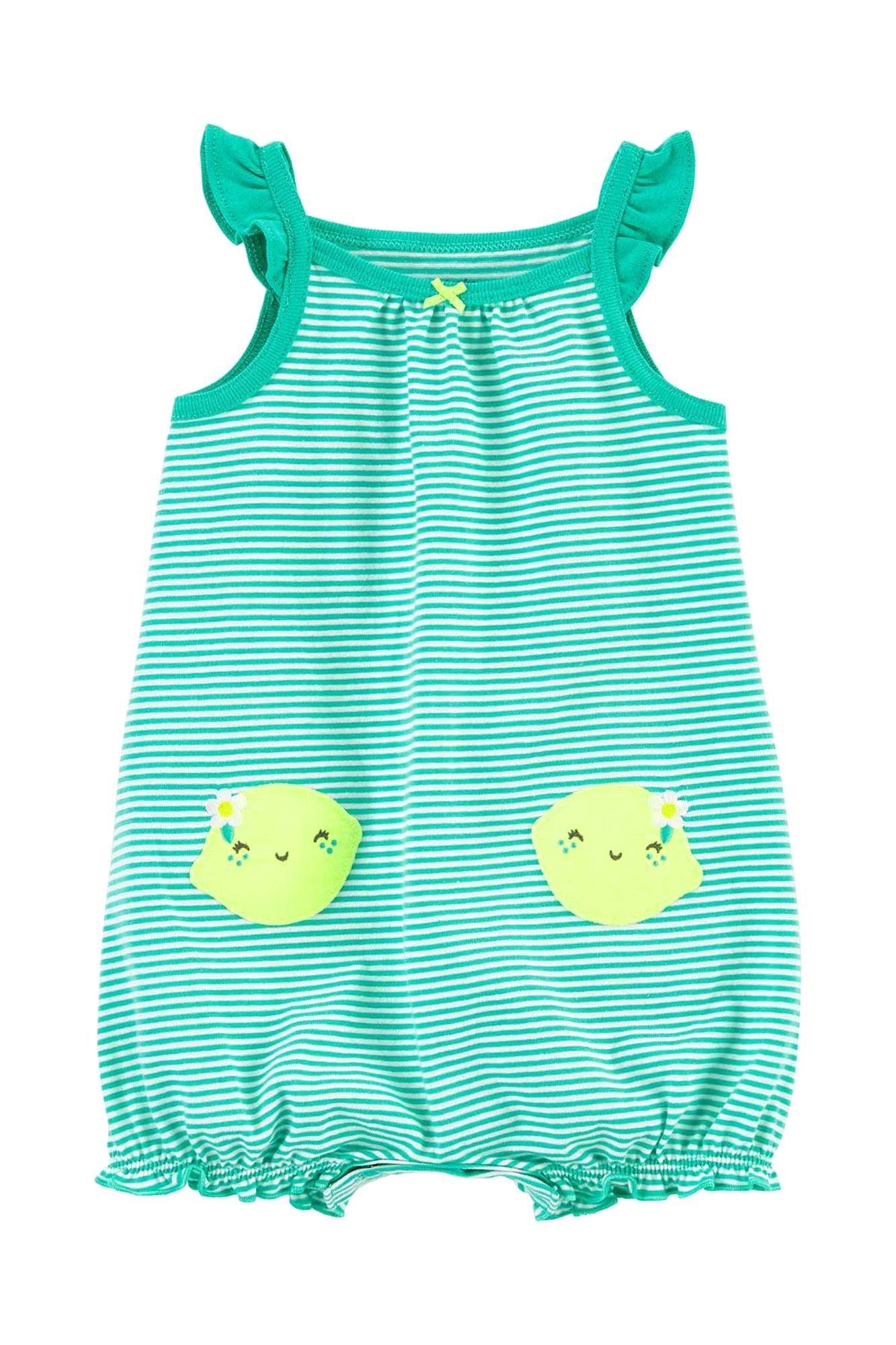 Carter's Kız Bebek Çizgili Tulum Yeşil 10928210