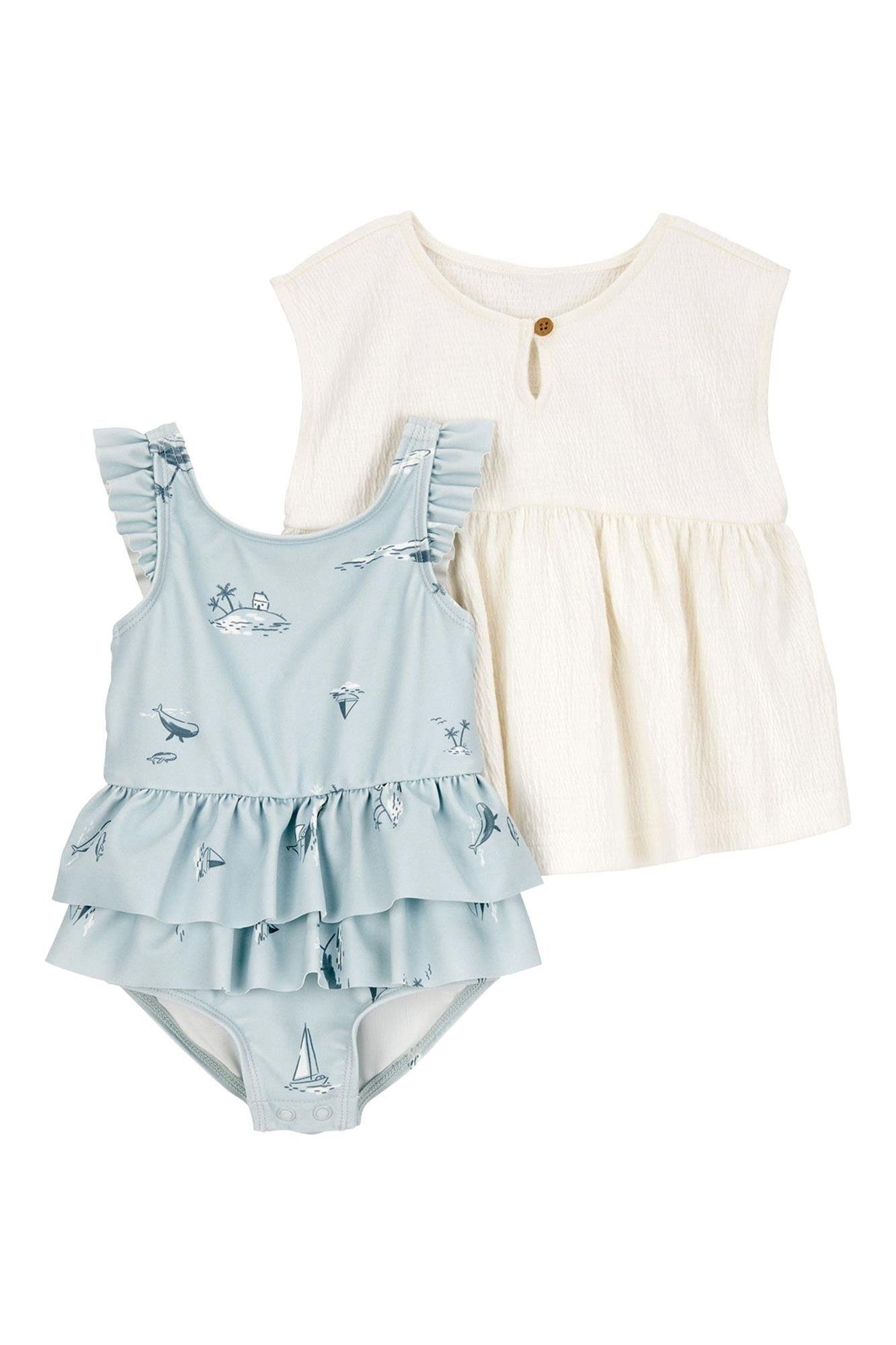 Carter's Kız Bebek Güneş Koruyuculu 2'li Mayo Takım Mavi 1S468010