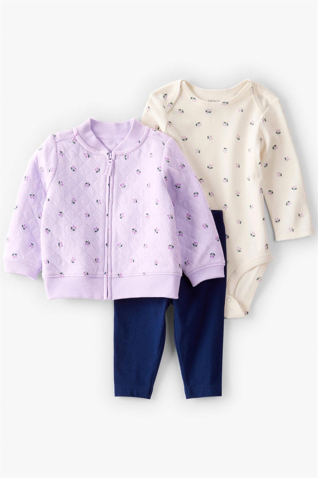 Carter's Kız Bebek Hırkalı 3'lü Takım Lila 1T878310