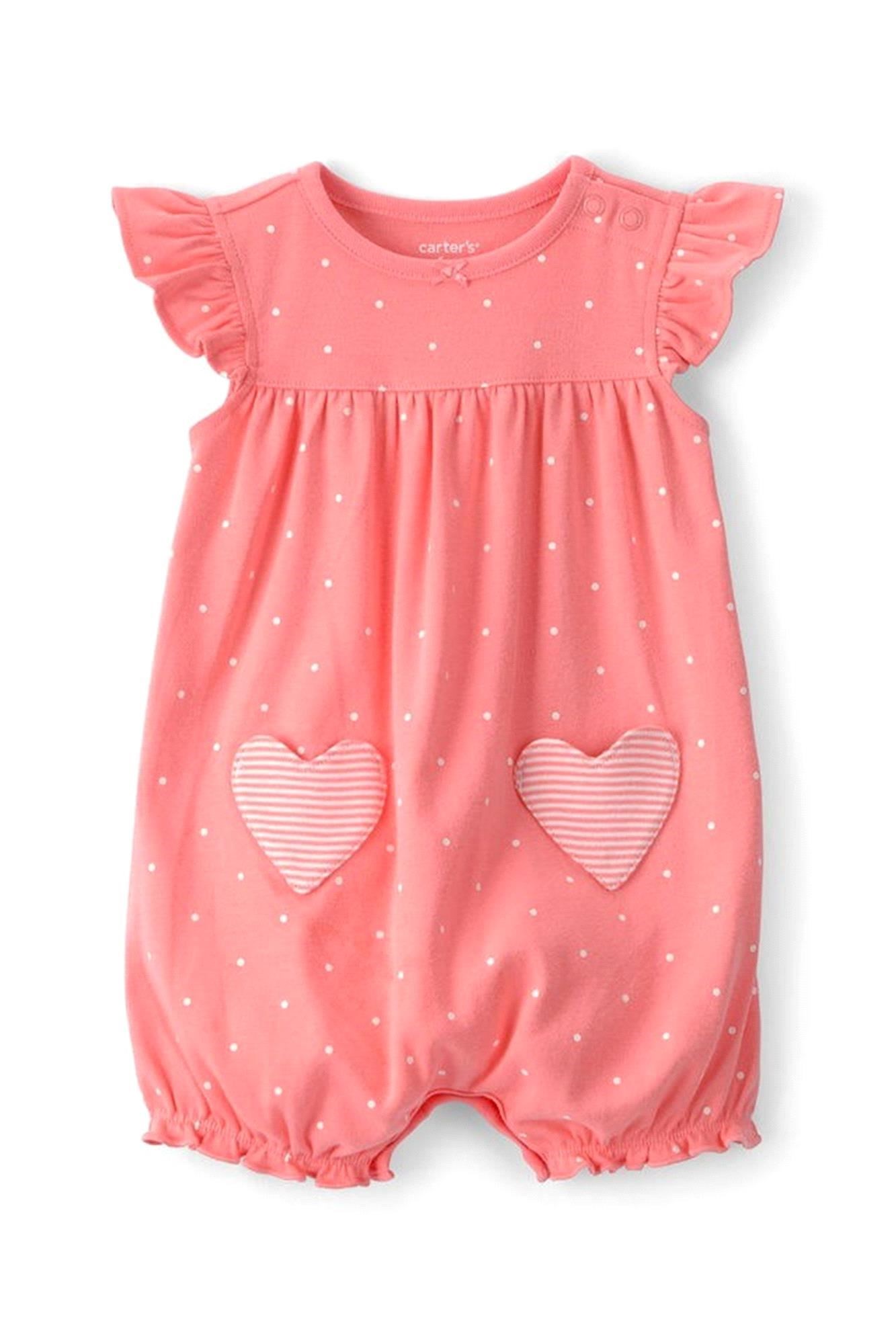 Carter's Kız Bebek Puantiyeli Kısa Tulum Somon 1U566110