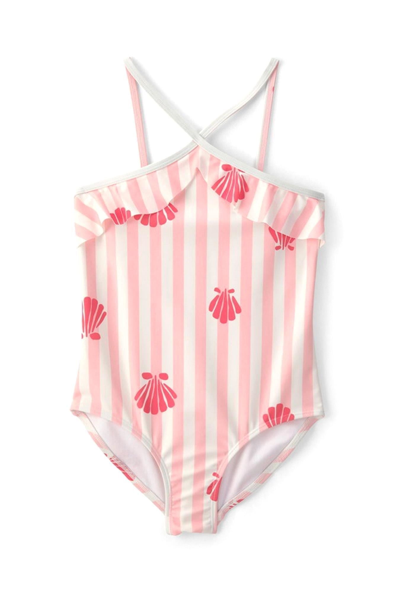 Carter's Kız Çocuk Çizgili Fırfırlı Mayo Pudra 3U614110