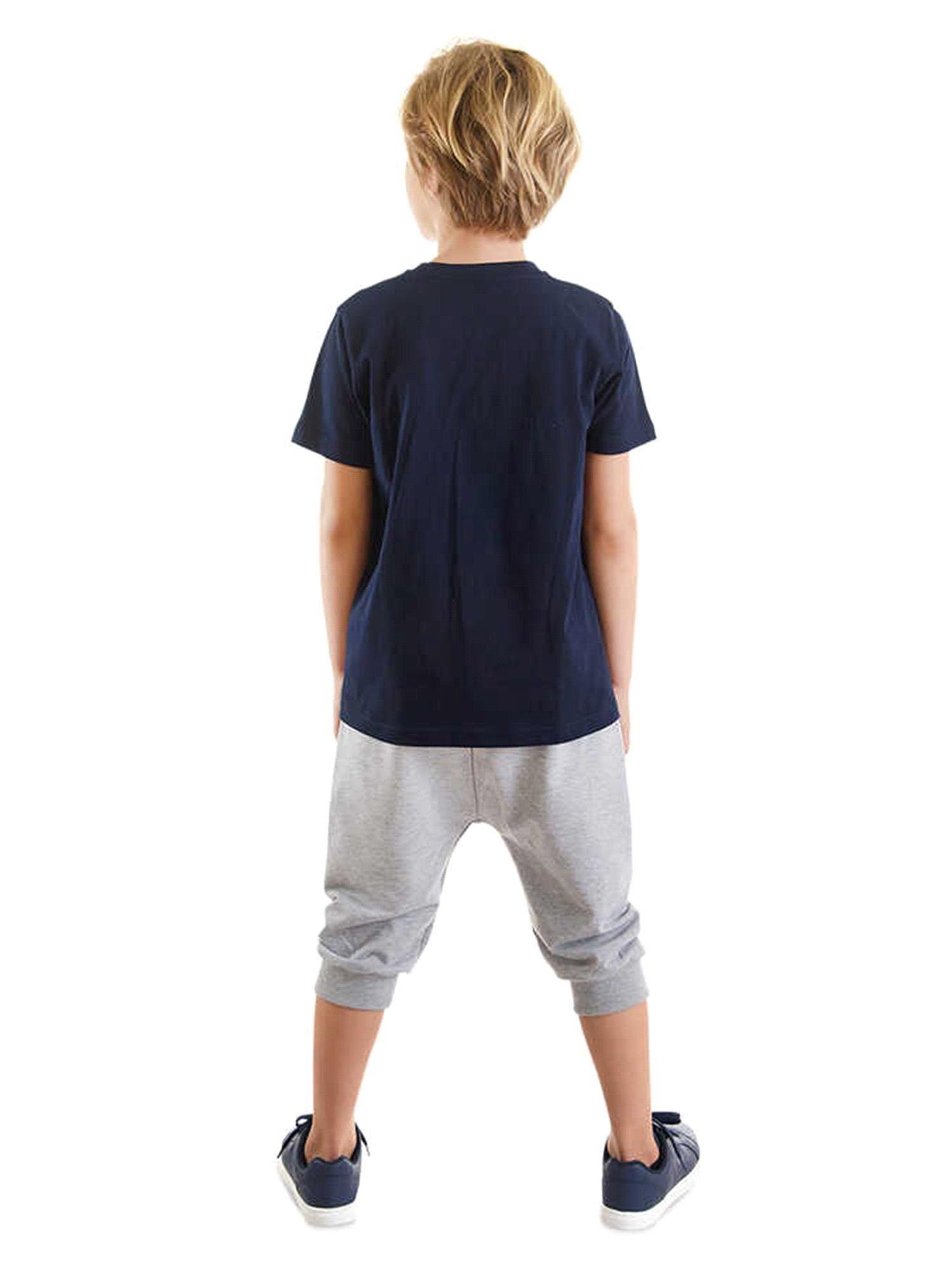 Denokids Erkek Çocuk Catch Wave T-shirt Kapri Şort Takım MS-24Y1-054