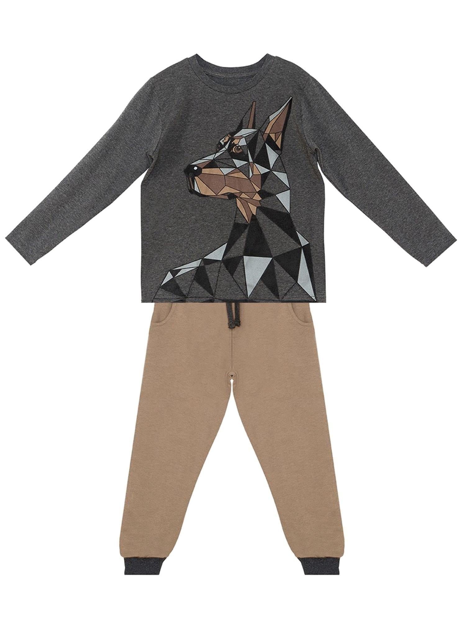Denokids Erkek Çocuk Doberman Tişört Pantolon Takım Antrasit MS-24S1-042