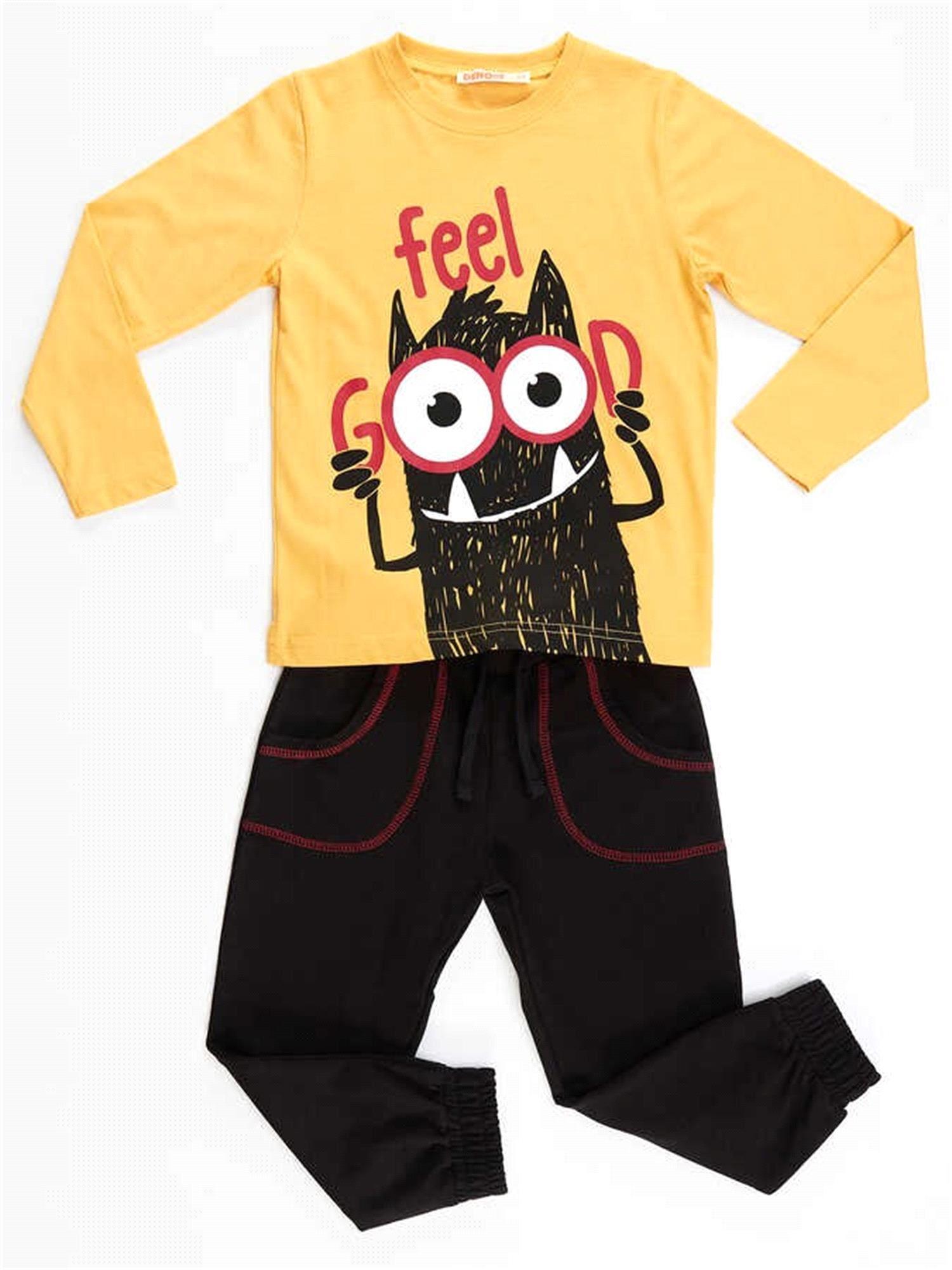 Denokids Erkek Çocuk Feel Good T-shirt Pantolon Takım CFF-21S1-057