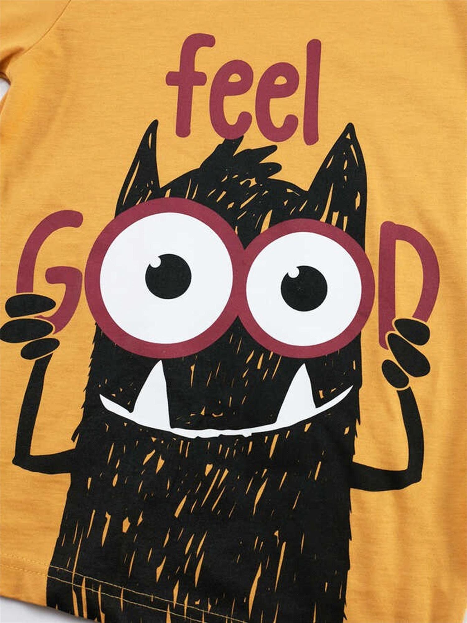 Denokids Erkek Çocuk Feel Good T-shirt Pantolon Takım CFF-21S1-057