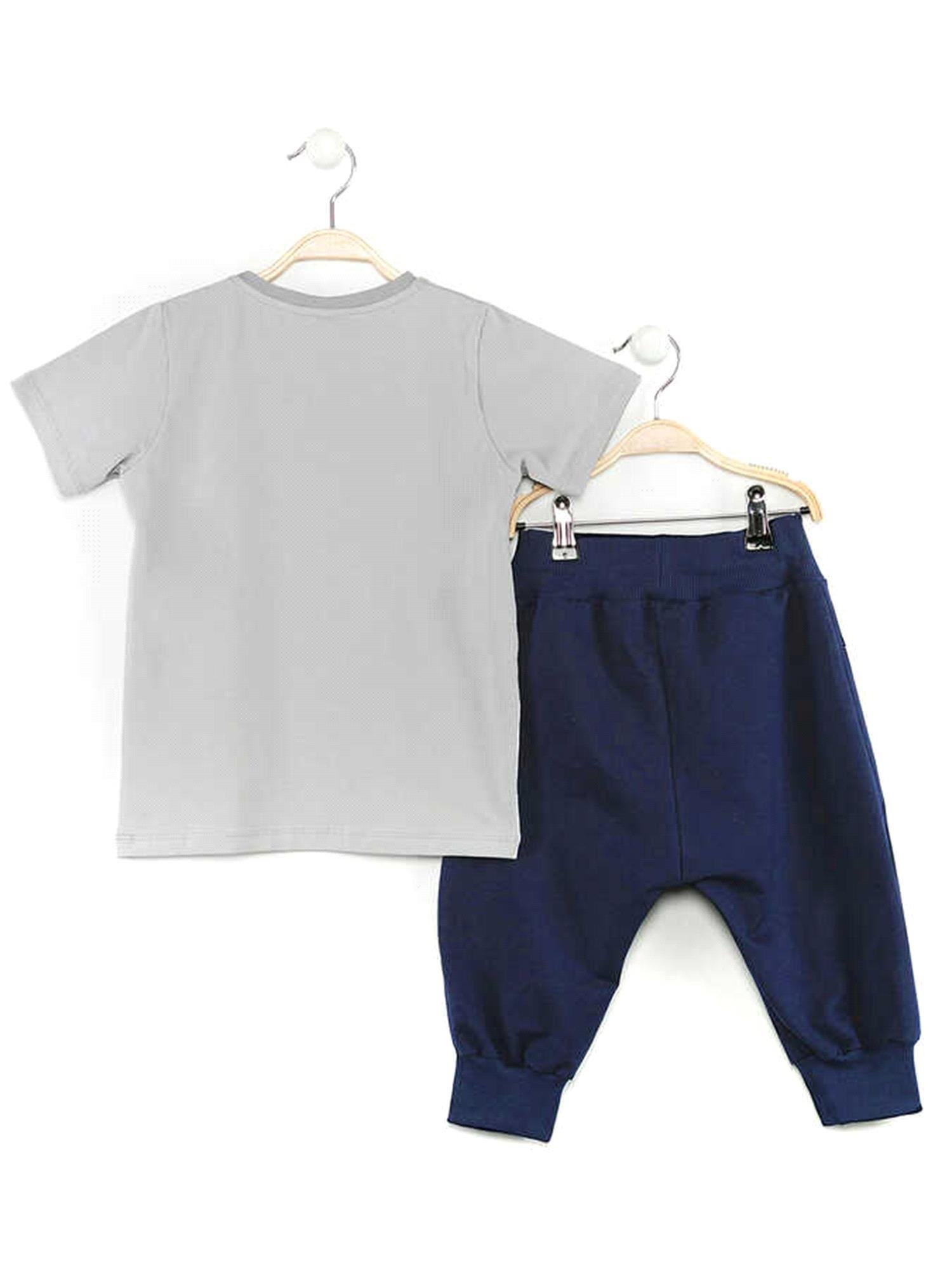 Denokids Erkek Çocuk Fermuar Dino T-shirt Kapri Şort Takım CFF-19Y1-197