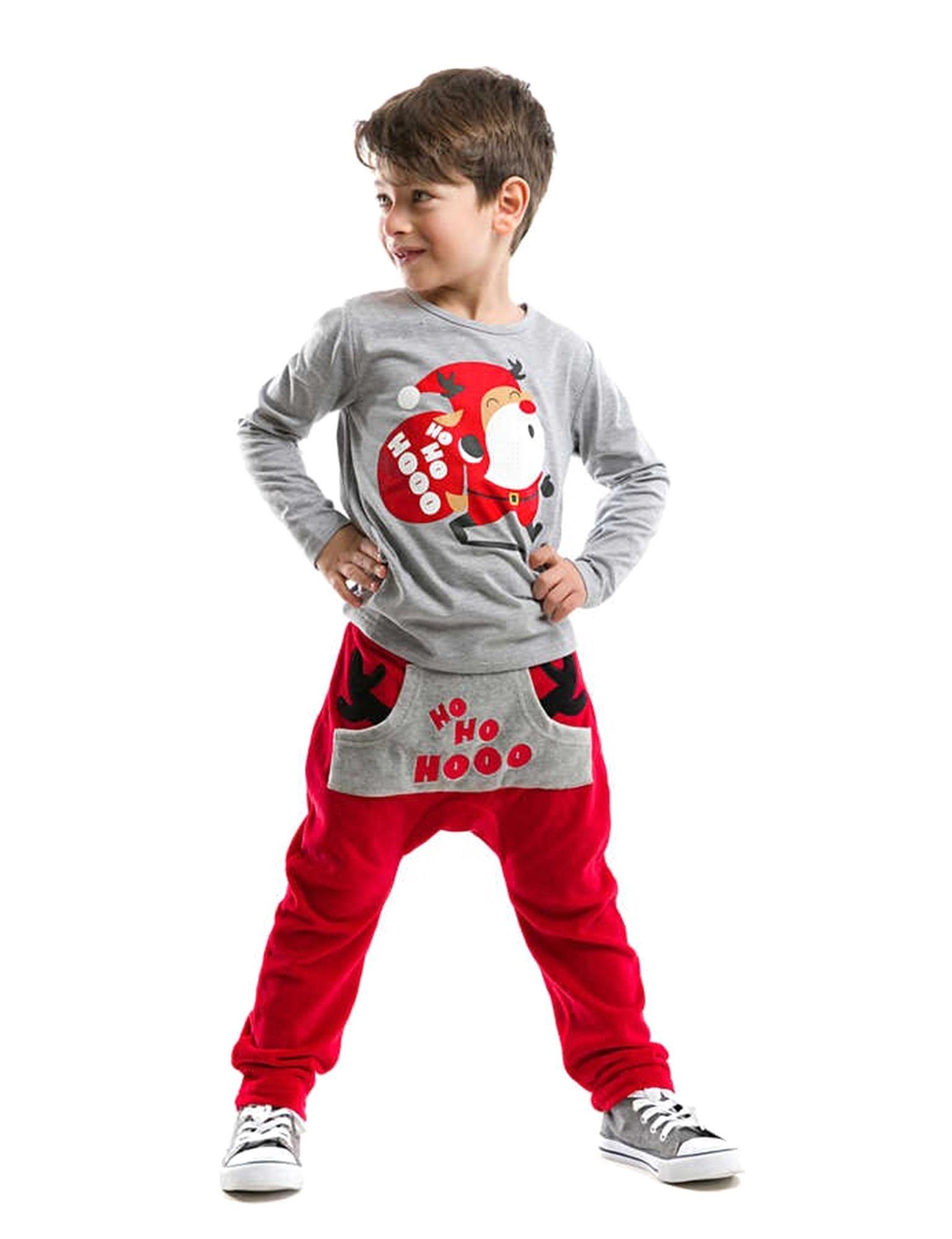 Denokids Erkek Çocuk Hoo Ho Ho Yılbaşı Takım MS-21K1-068